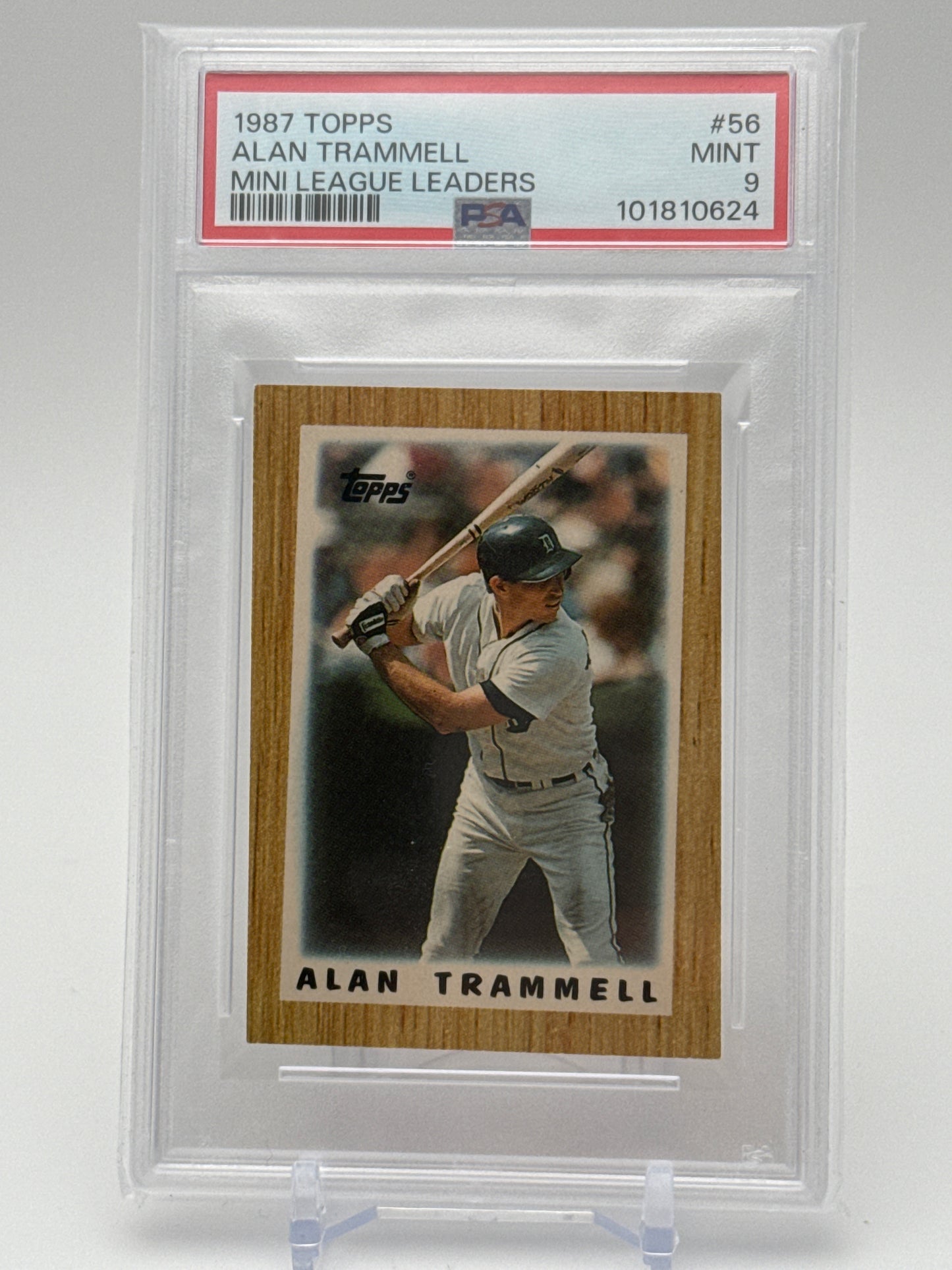 ALAN TRAMMELL DETROIT TIGERS 1987 TOPPS MINI LEAGUE LEADERS #56 PSA 9