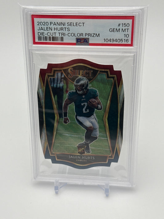 2020 Panini Select Collection - Jalen Hurts Die-Cut Tri-Color Premier Lvl Prizm