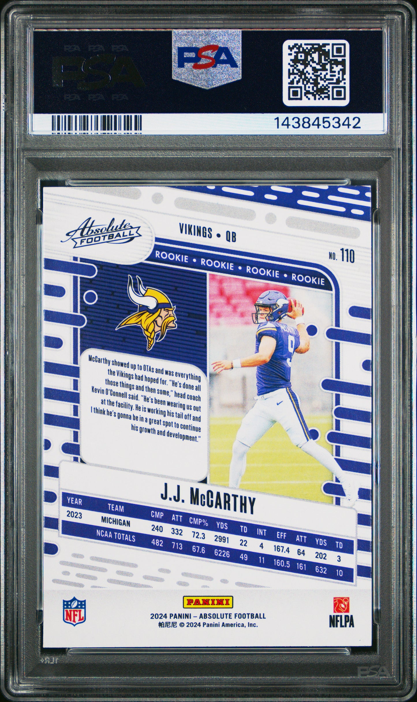 2024 Panini Absolute - JJ McCarthy #110 PSA 9