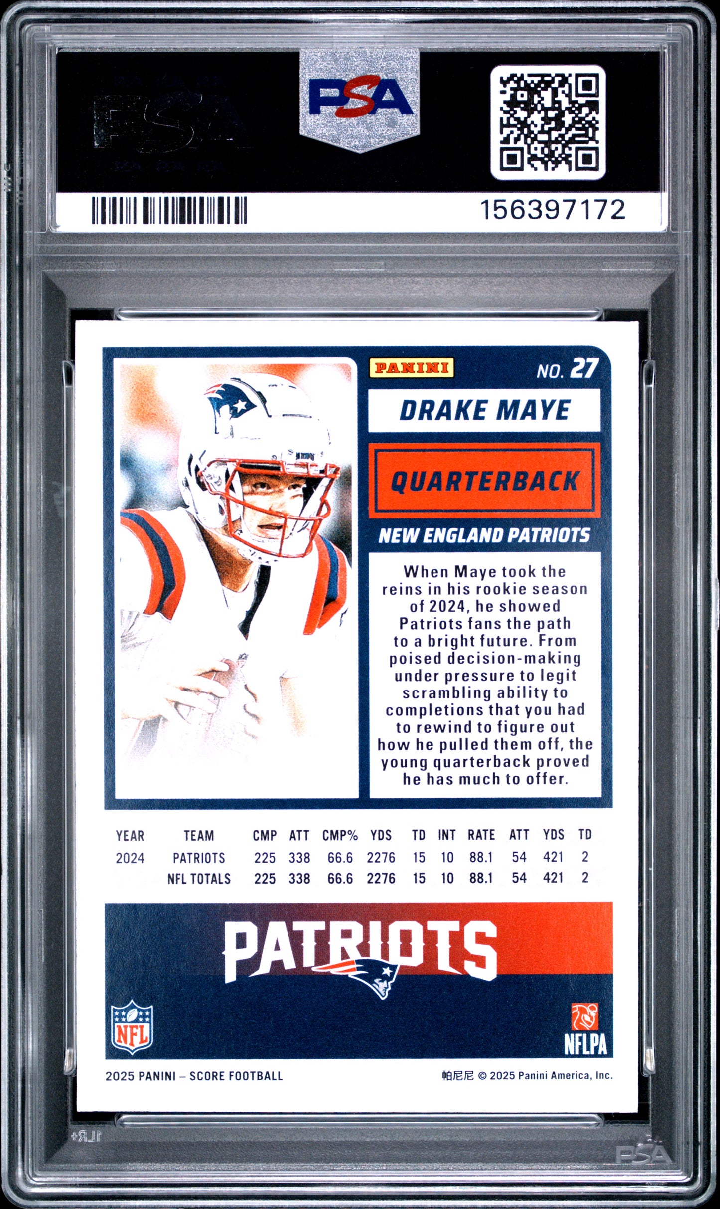 2025 PANINI SCORE 27 DRAKE MAYE LAVA /799 - PSA 9!