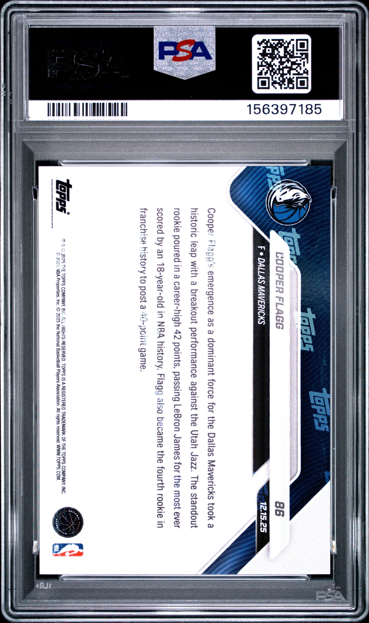 2025 Topps Now #86 Cooper Flagg Rookie Card - PSA 10!💎