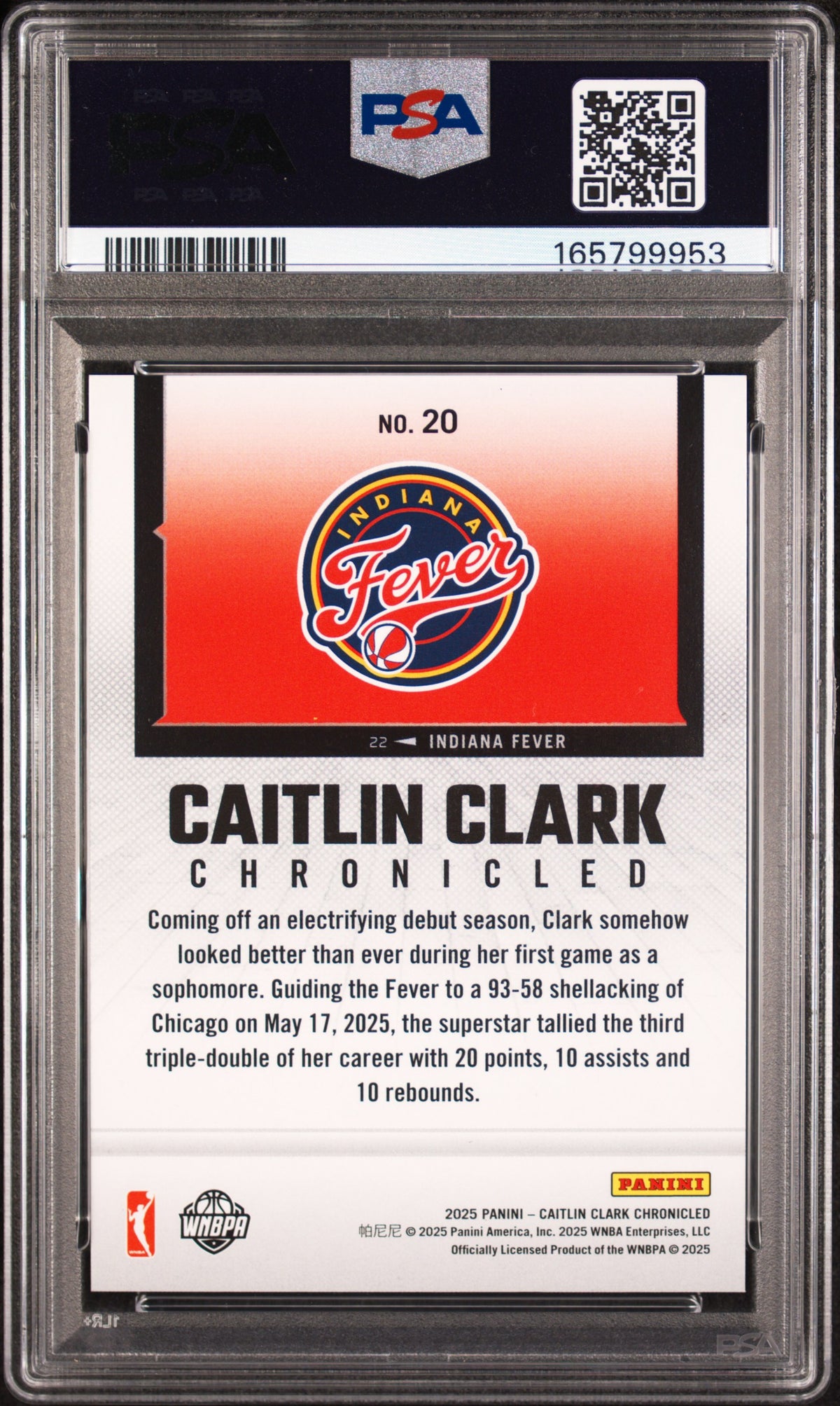 2025 PANINI CAITLIN CLARK CHRONICLED YELLOW HOLO #20 CAITLIN CLARK PSA 9