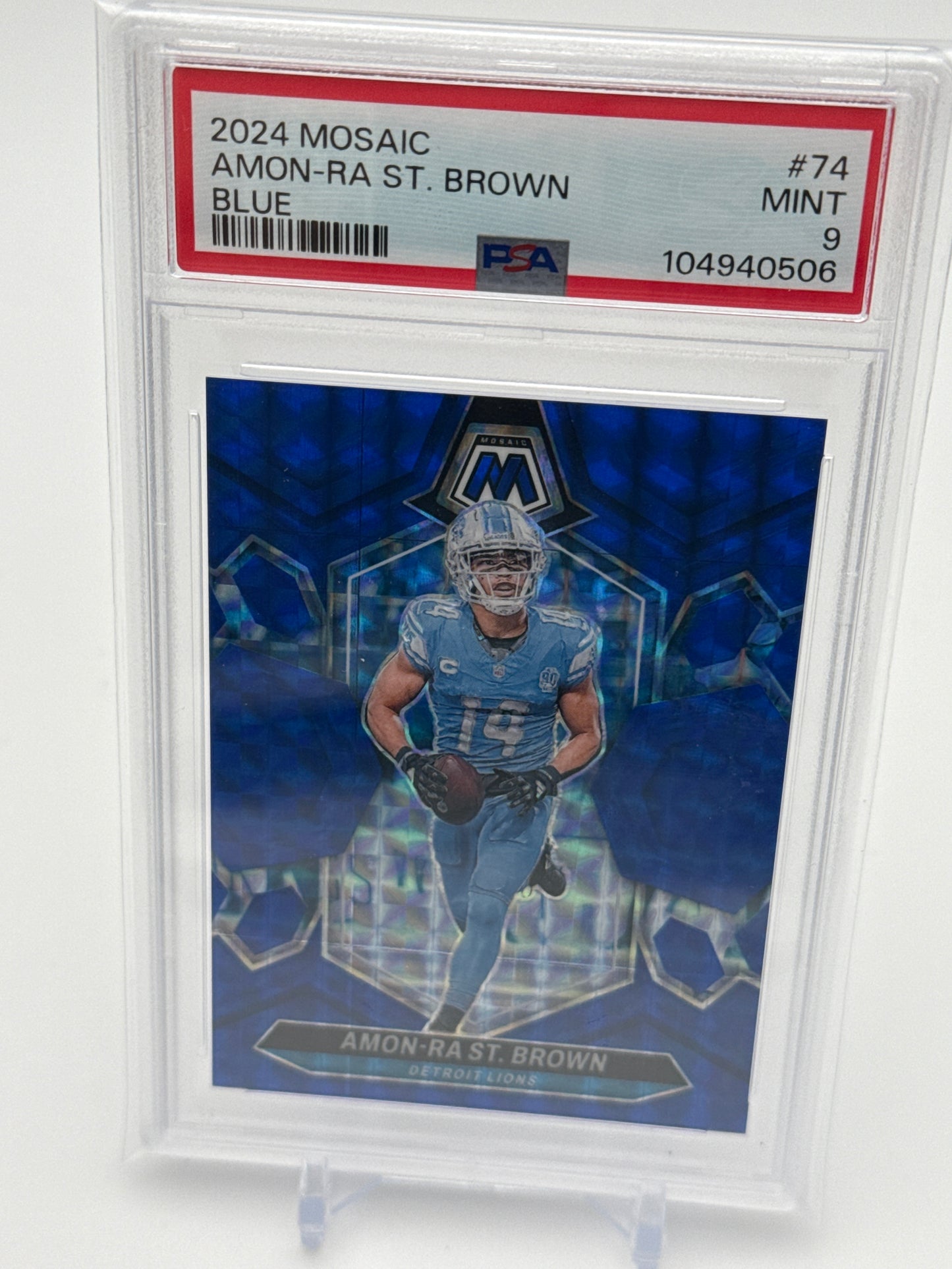 2024 Panini Mosaic Collection - Amon-Ra St. Brown Blue Mosaic Prizm 85/99