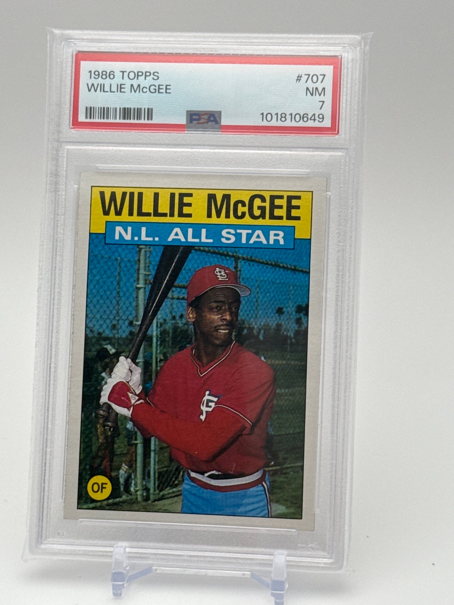 WILLIE MCGEE ST LOUIS CARDINALS 1986 TOPPS #707 PSA 7