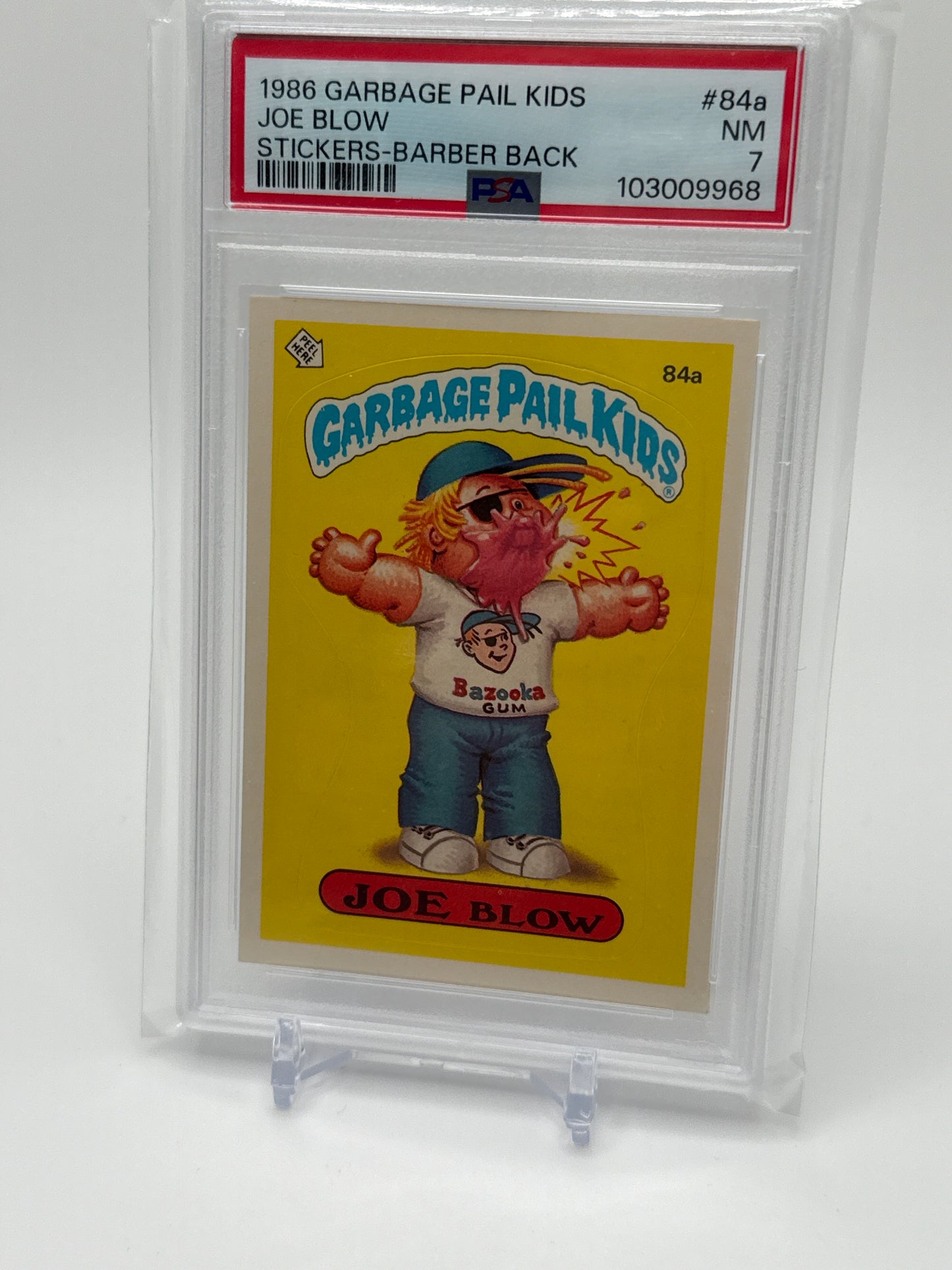 JOE BLOW (BARBER BACK) - GARBAGE PAIL KIDS STICKERS #84a SERIES 3 PSA 7