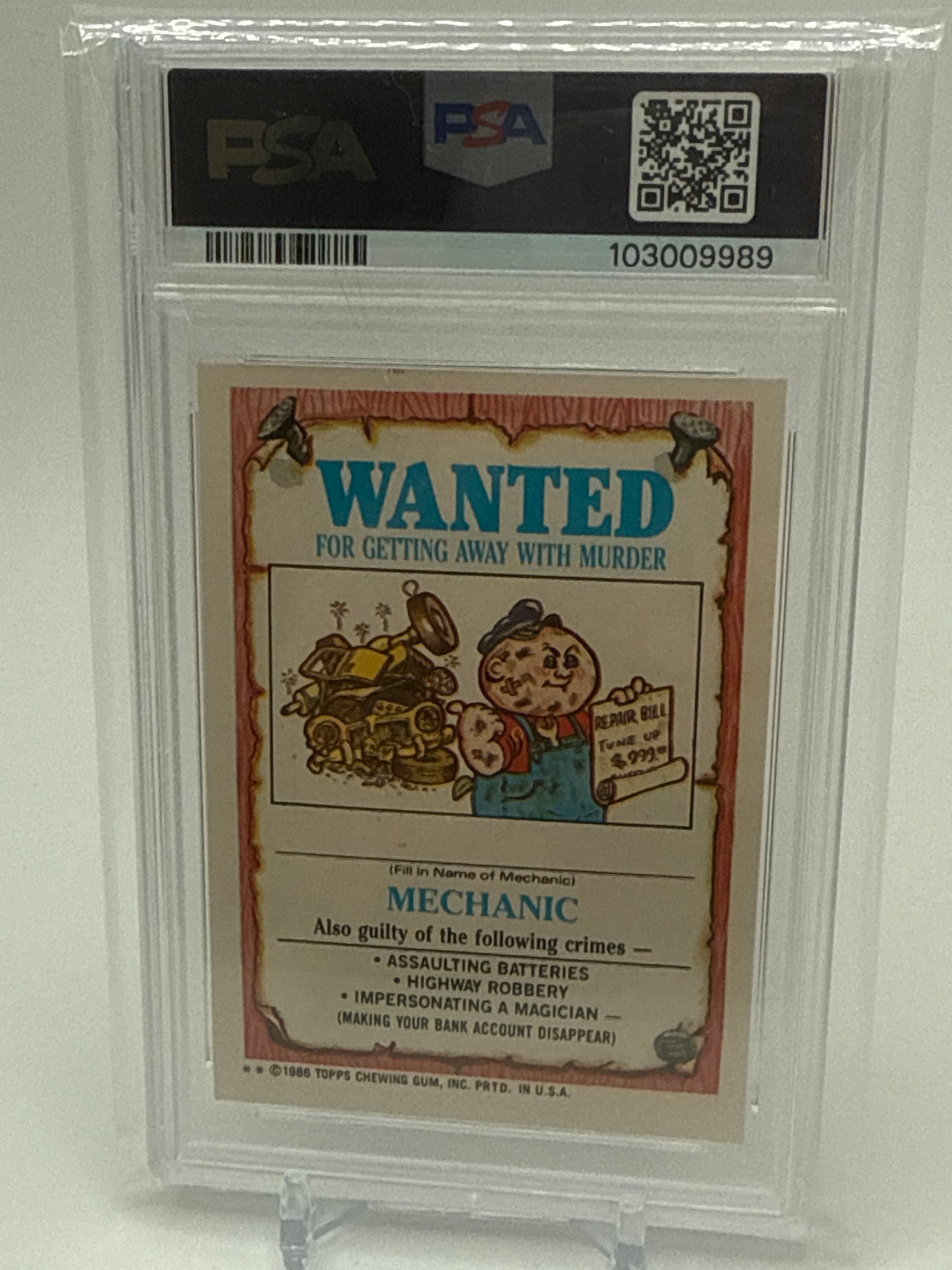 DECAPITATED HEDY - GARBAGE PAIL KIDS STICKERS #160a 1986 SERIES 4 PSA 8