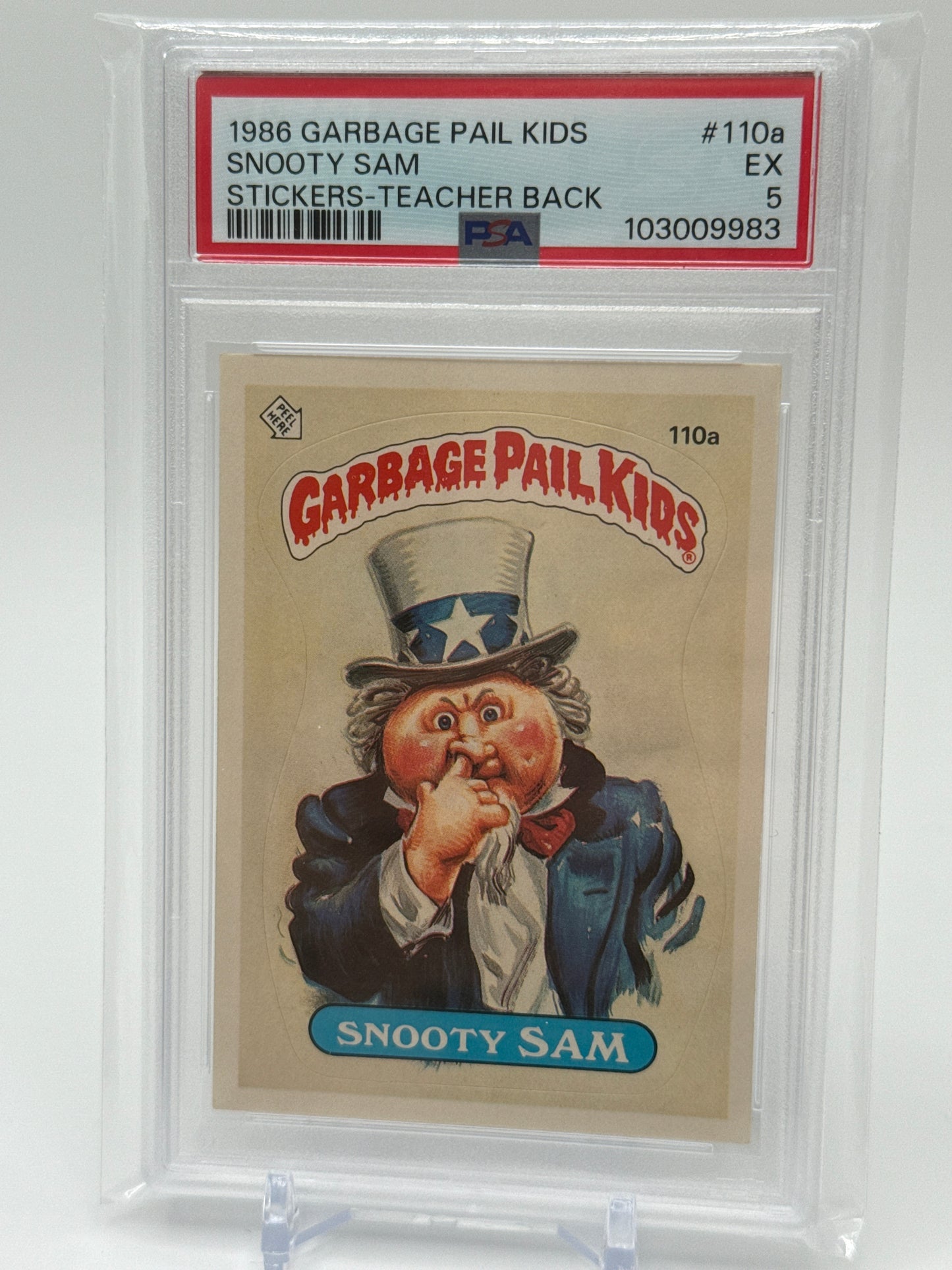 SNOOTY SAM - GARBAGE PAIL KIDS STICKERS #110a 1986 SERIES 3 PSA 5