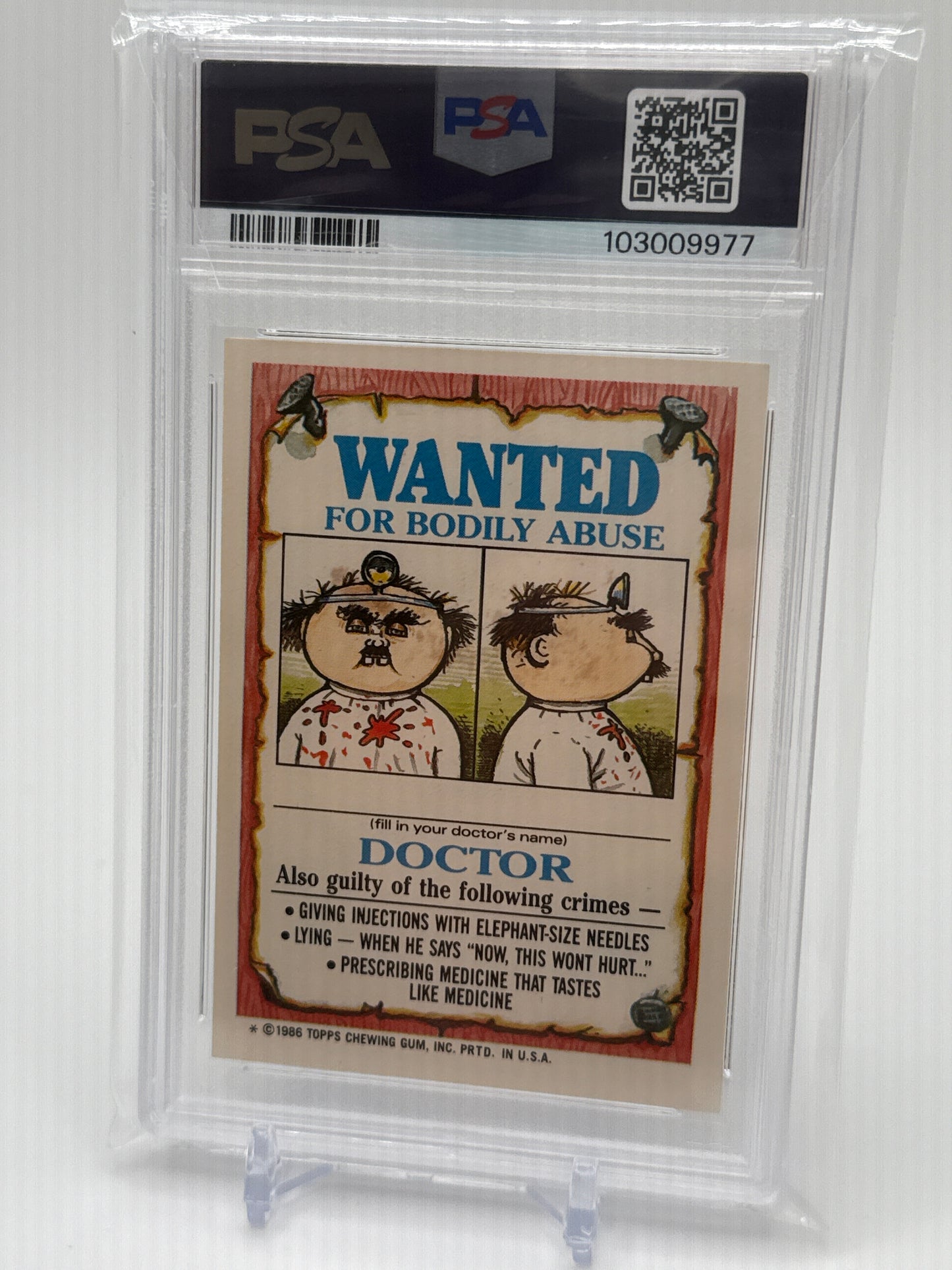 MUGGED MARCUS - GARBAGE PAIL KIDS STICKERS #102a 1986 SERIES 3 PSA 7