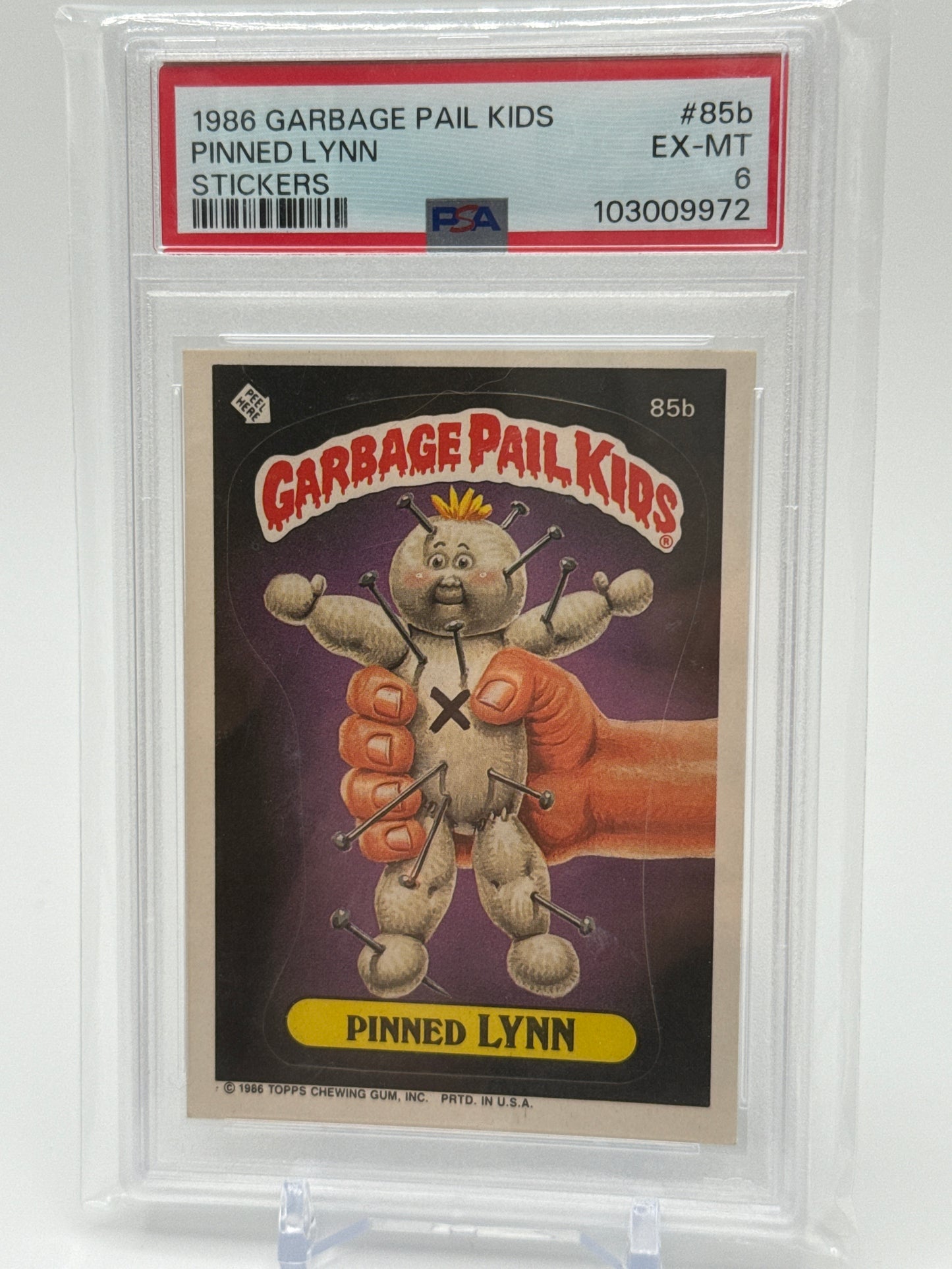 PINNED LYNN - GARBAGE PAIL KIDS STICKERS #85b 1986 SERIES 3 PSA 6