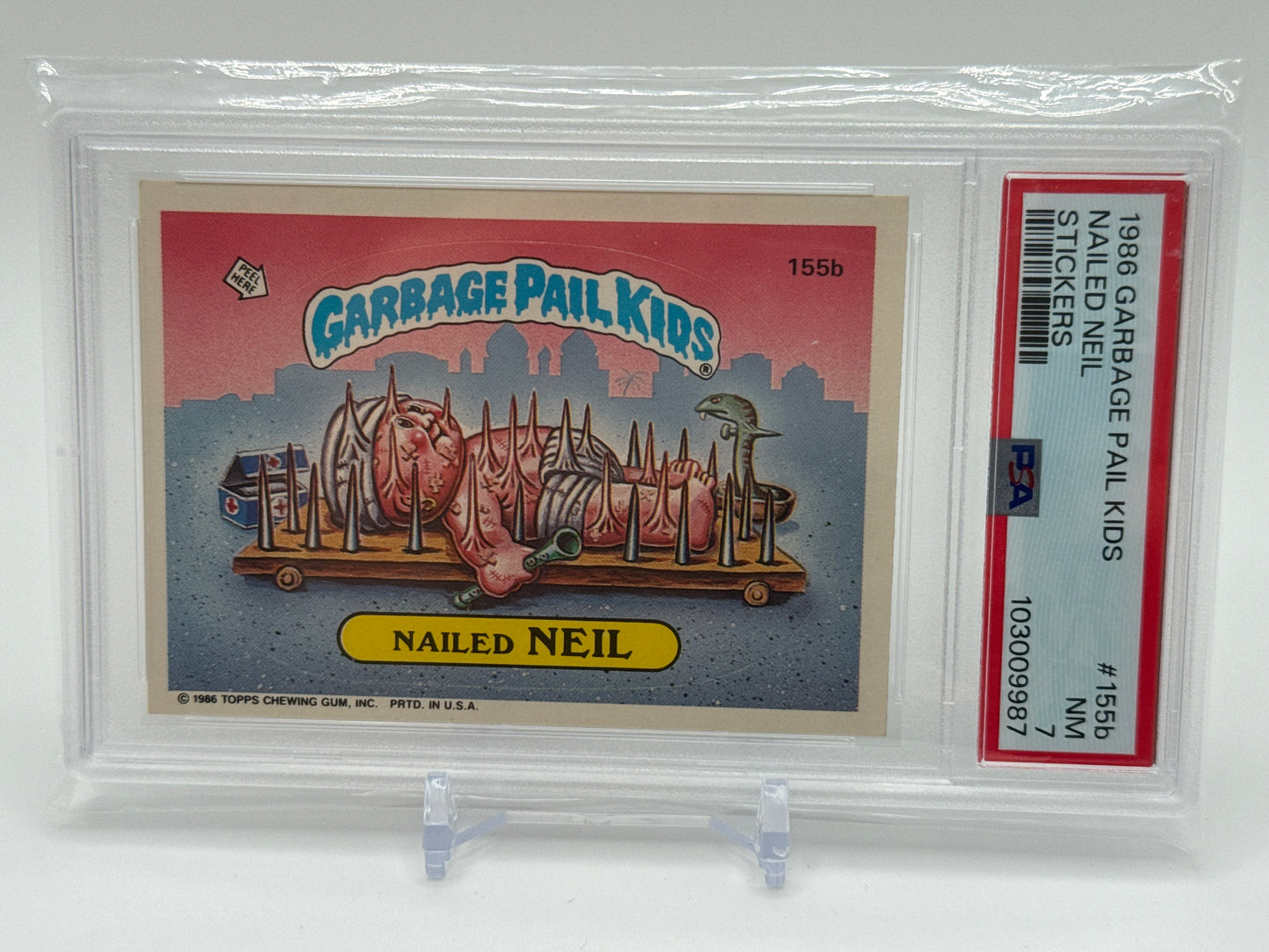 NAILED NEIL - GARBAGE PAIL KIDS STICKERS #155b 1986 SERIES 4 PSA 7