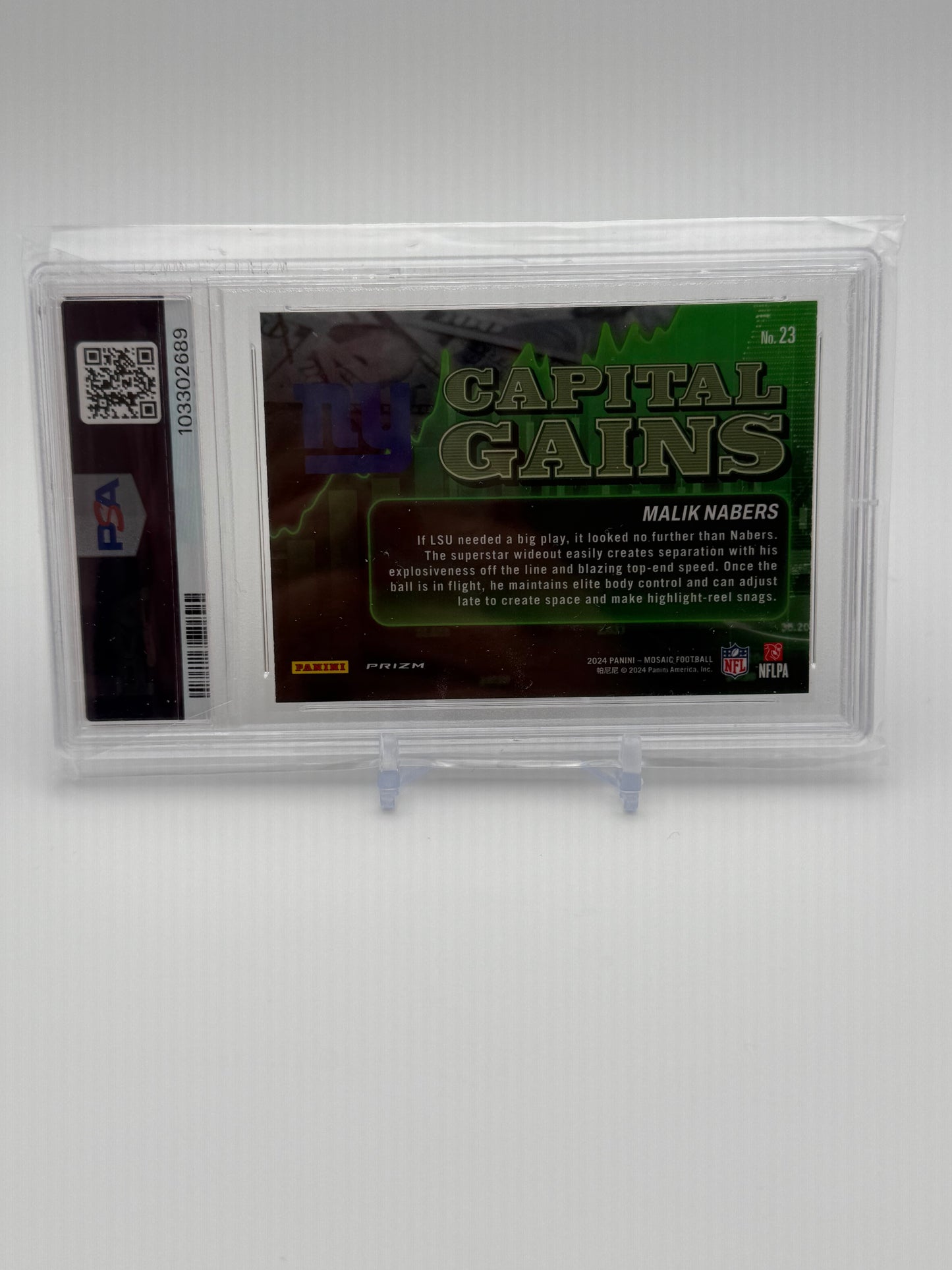 2024 Panini Mosaic Collection - Malik Nabers Capital Gains Silver Prism