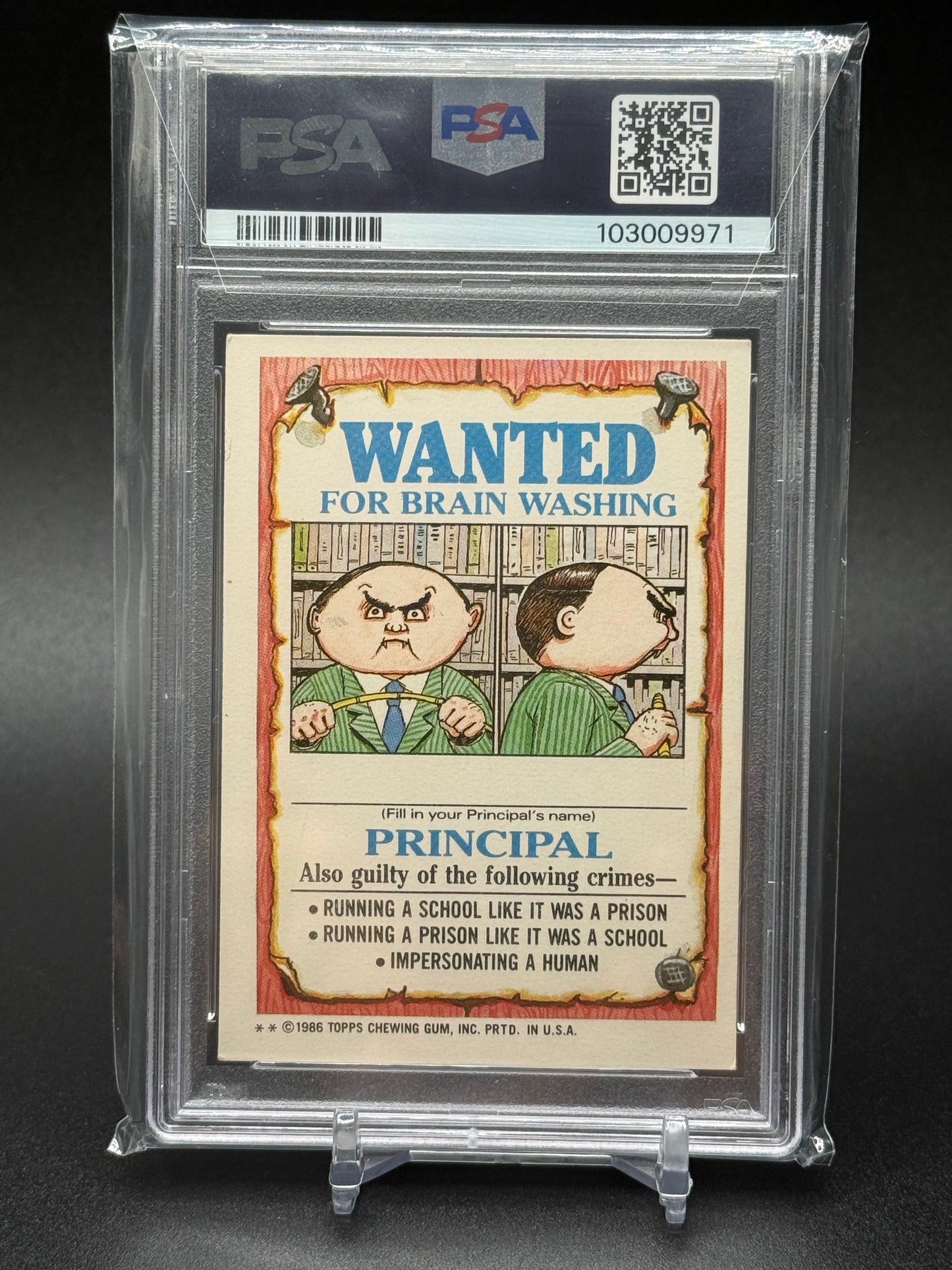 ROD WAD (PRINCIPAL BACK) - GARBAGE PAIL KIDS STICKERS #84b SERIES 3 PSA 5