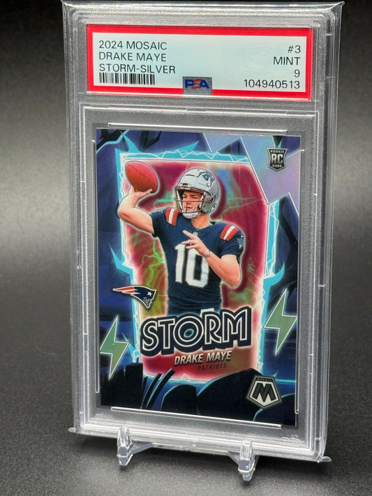 2024 Panini Mosaic Collection - Drake Maye By Storm- Silver Prizm PSA 9
