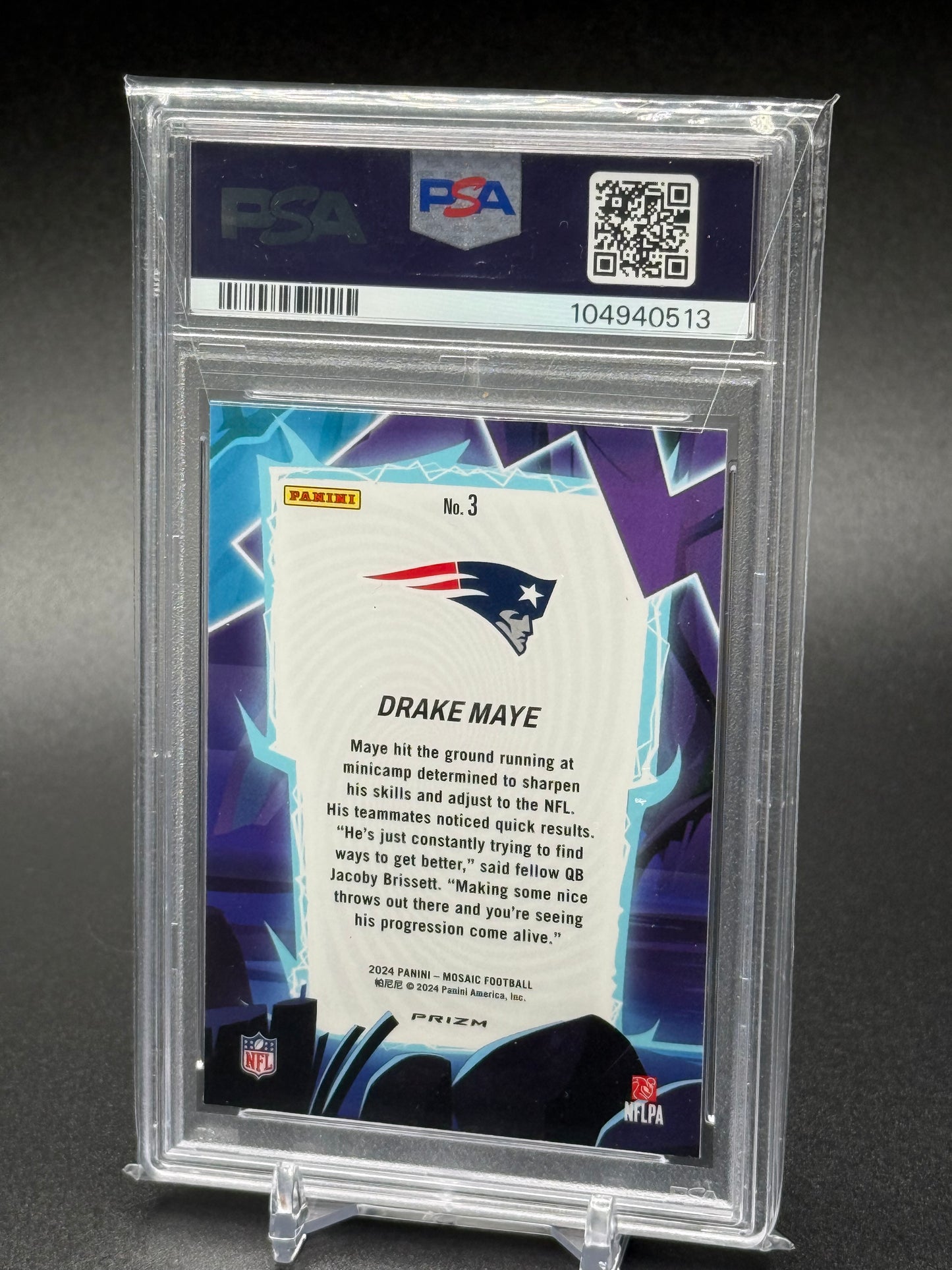 2024 Panini Mosaic Collection - Drake Maye By Storm- Silver Prizm PSA 9