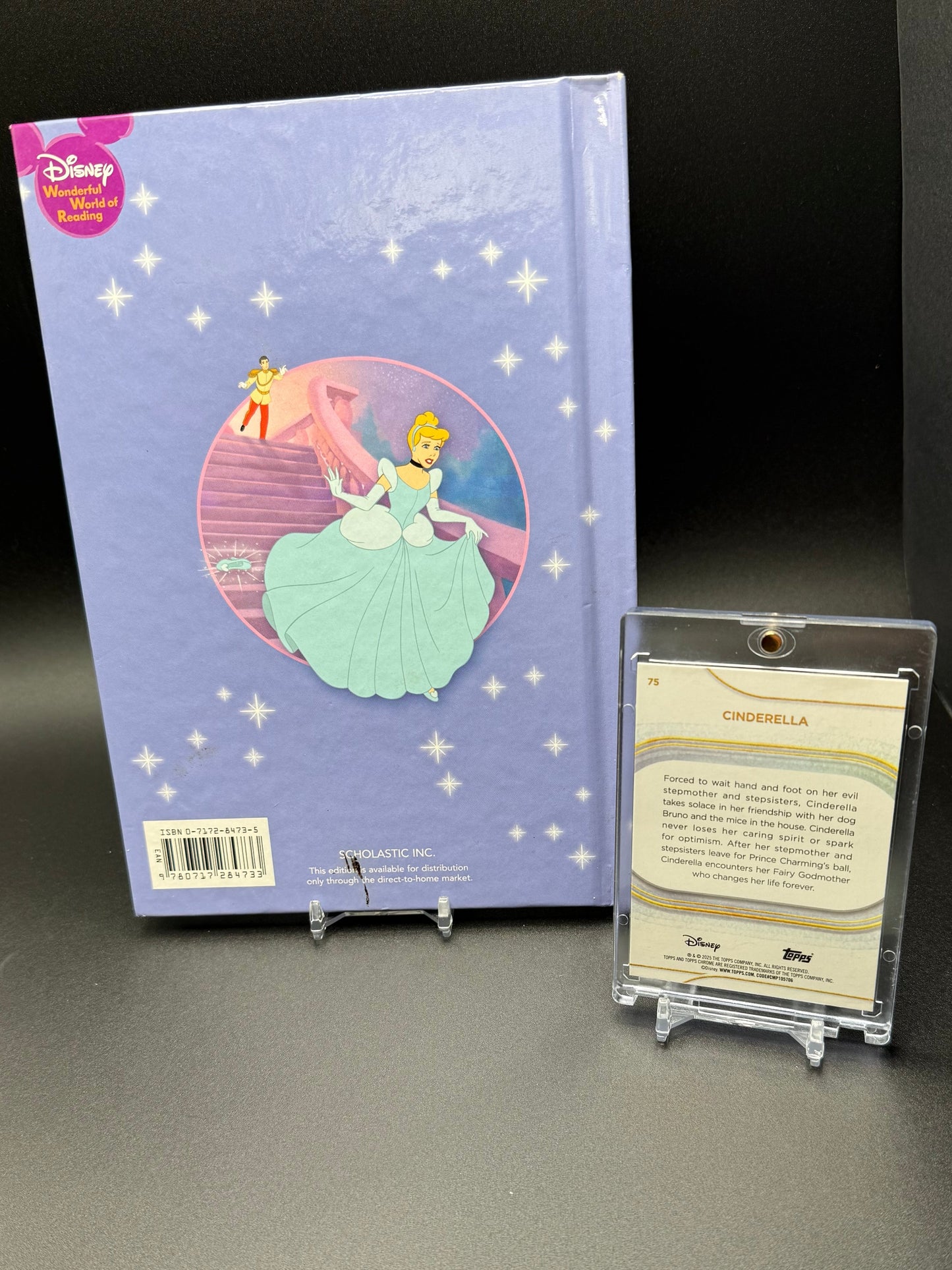 2025 Topps Chrome Disney Cinderella Base Card #75 & Scholastic Cinderella Book