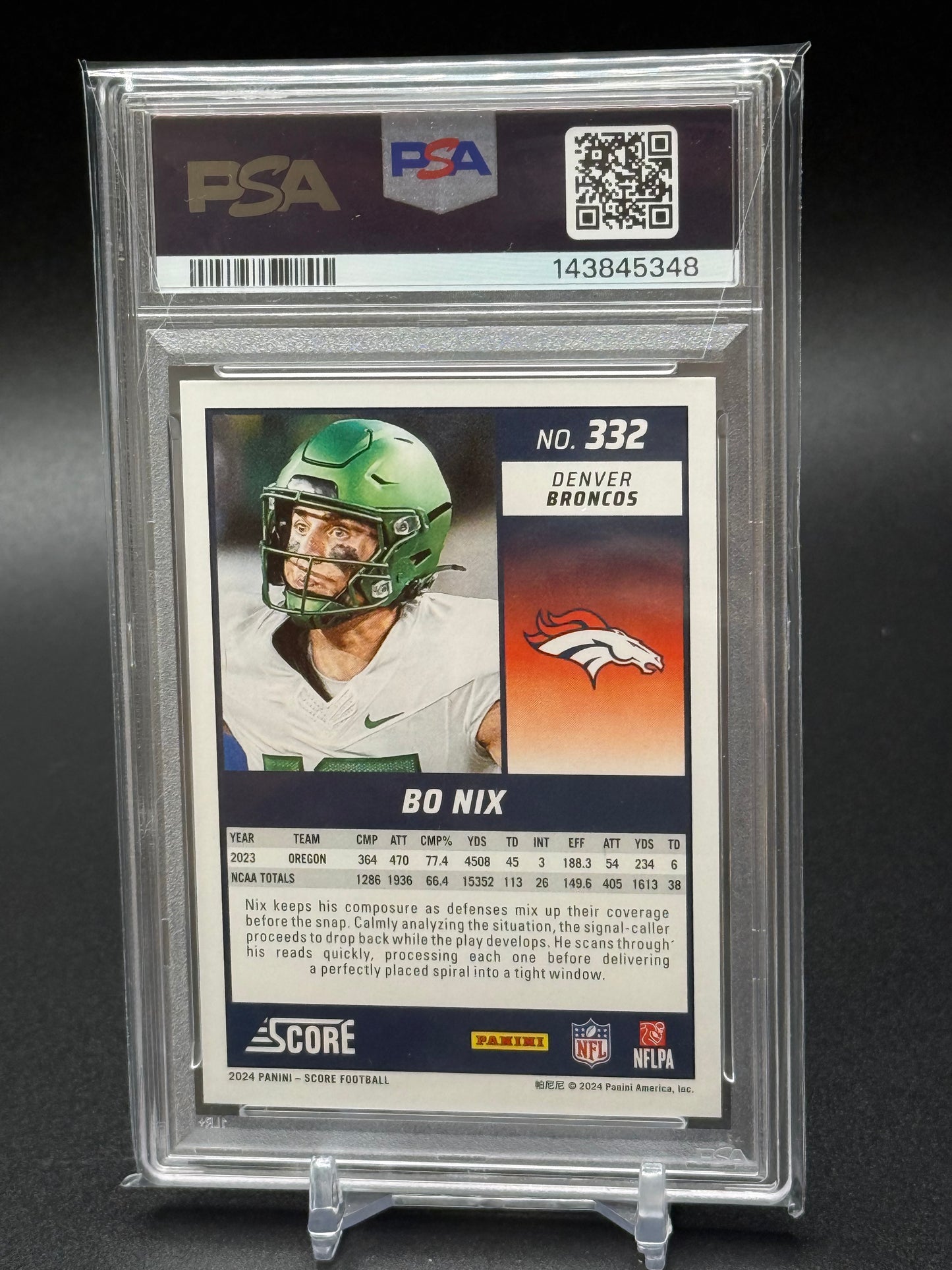 2024 Panini Score - Bo Nix #332 Rookie (RC) PSA 10!!!๐