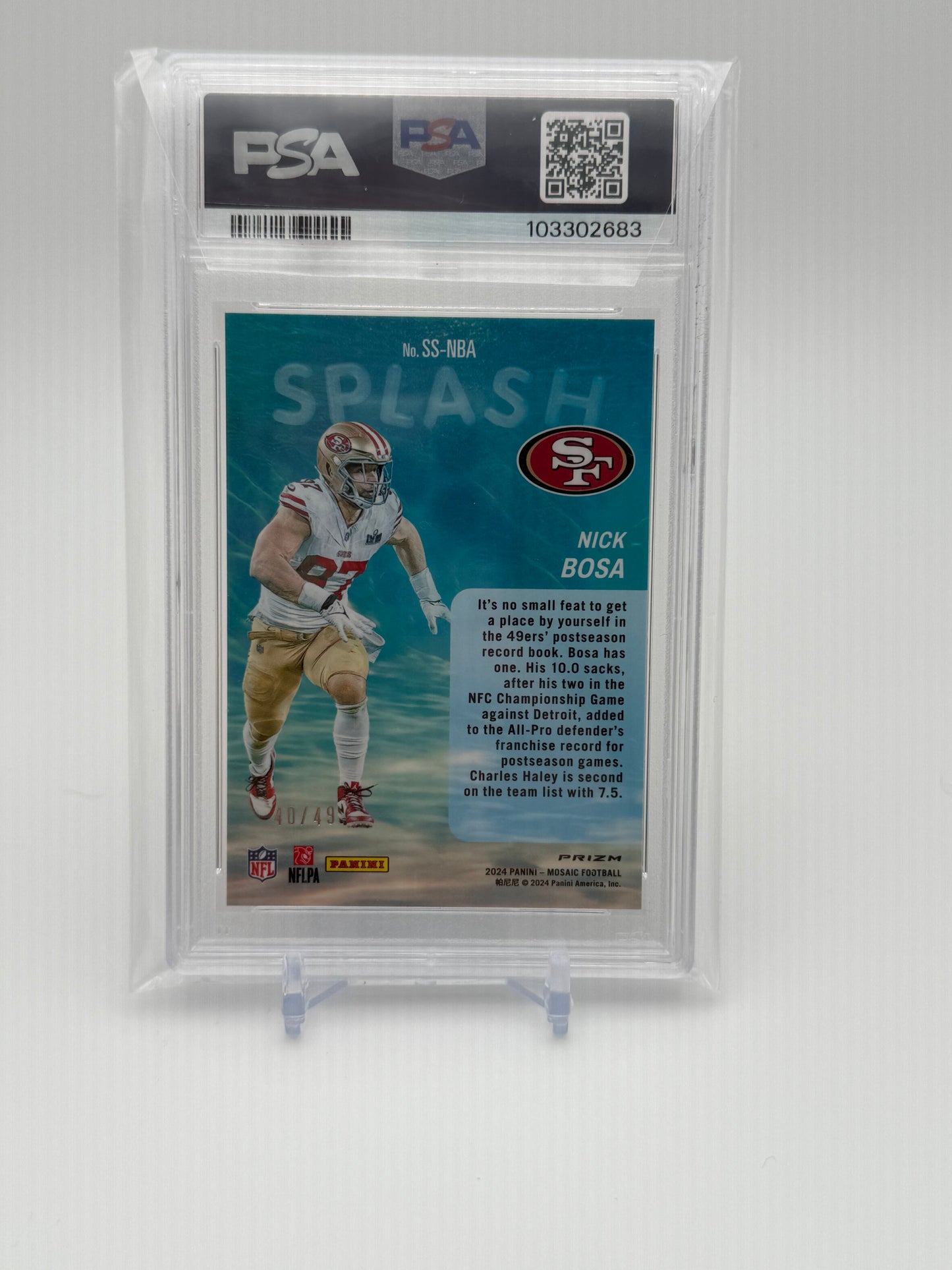 2024 Panini Mosaic Collection - Nick Bosa Splash Purple Prizm 40/49