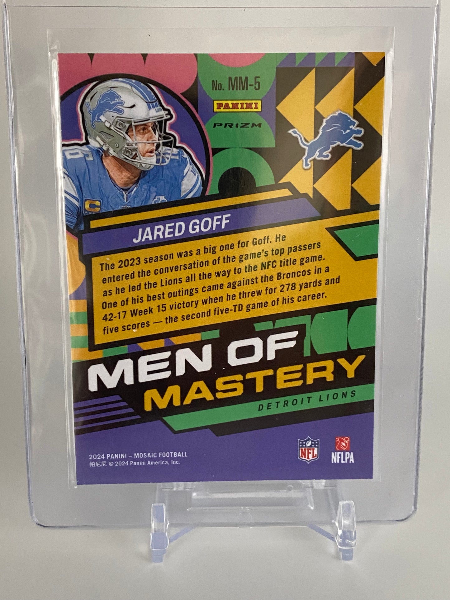 Jared Goff Men Of Mastery Silver Prizm - 2024 Panini Mosaic Collection