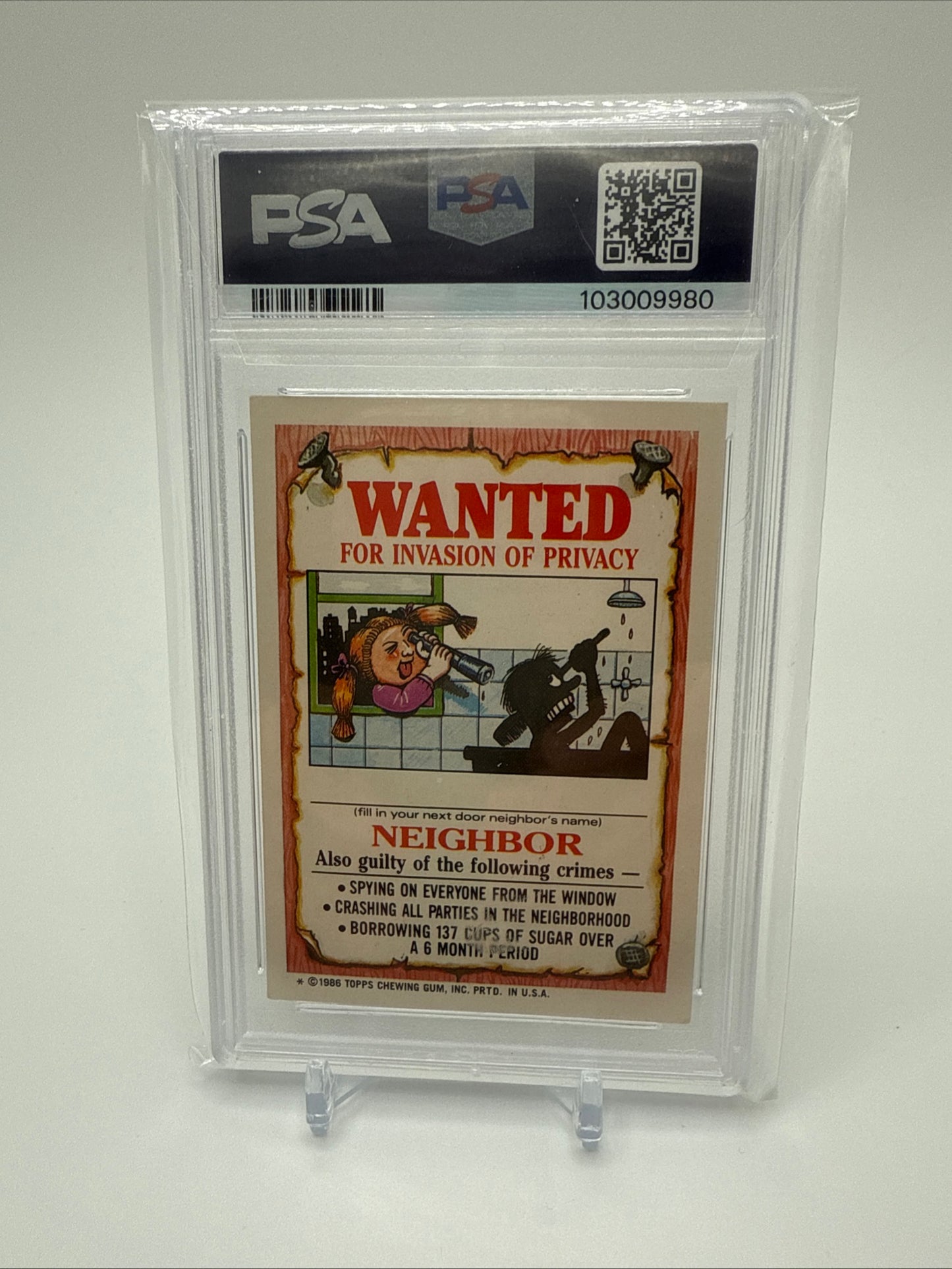 JUICY JESSICA, GREEN DEAN - GARBAGE PAIL KIDS STICKERS #105a&b SERIES 3 PSA 6,5