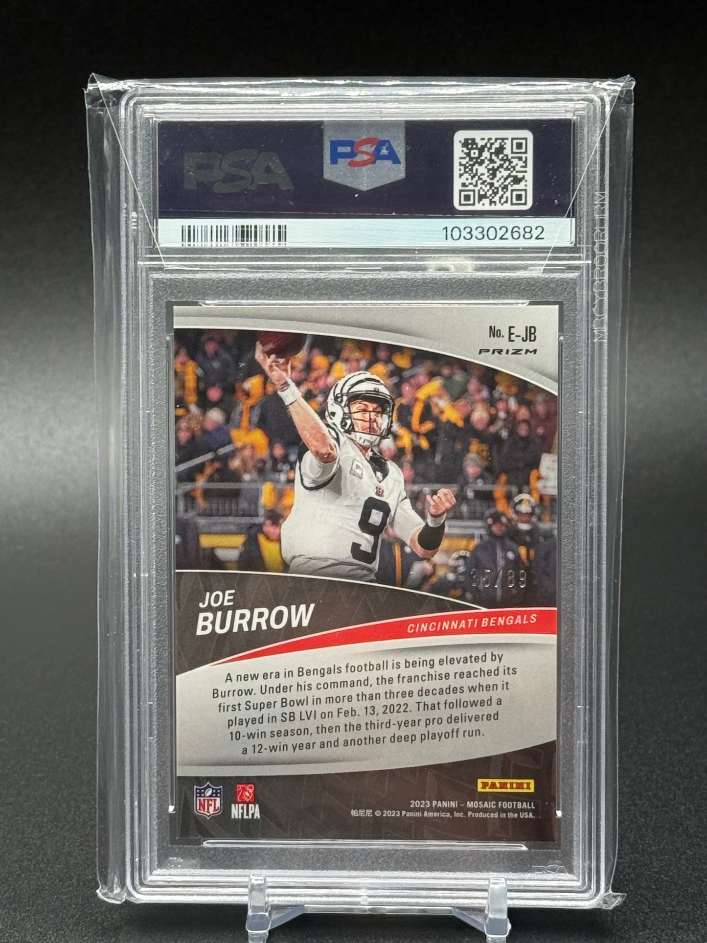 2023 Panini Mosaic Collection - Joe Burrow Elevate- Reactive Yellow 35/89 PSA 6