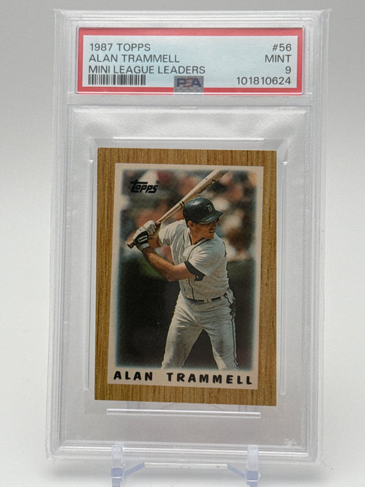 ALAN TRAMMELL DETROIT TIGERS 1987 TOPPS MINI LEAGUE LEADERS #56 PSA 9