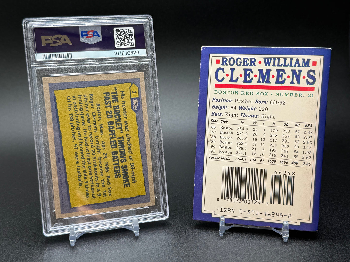 ROGER CLEMENS BOSTON RED SOX 1987 TOPPS #1 PSA 6 GIFT SET