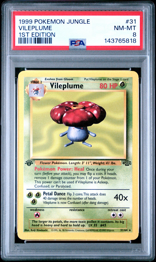 1999 Pokemon Jungle  - VILEPLUME *RARE 1st EDITION*  PSA 8