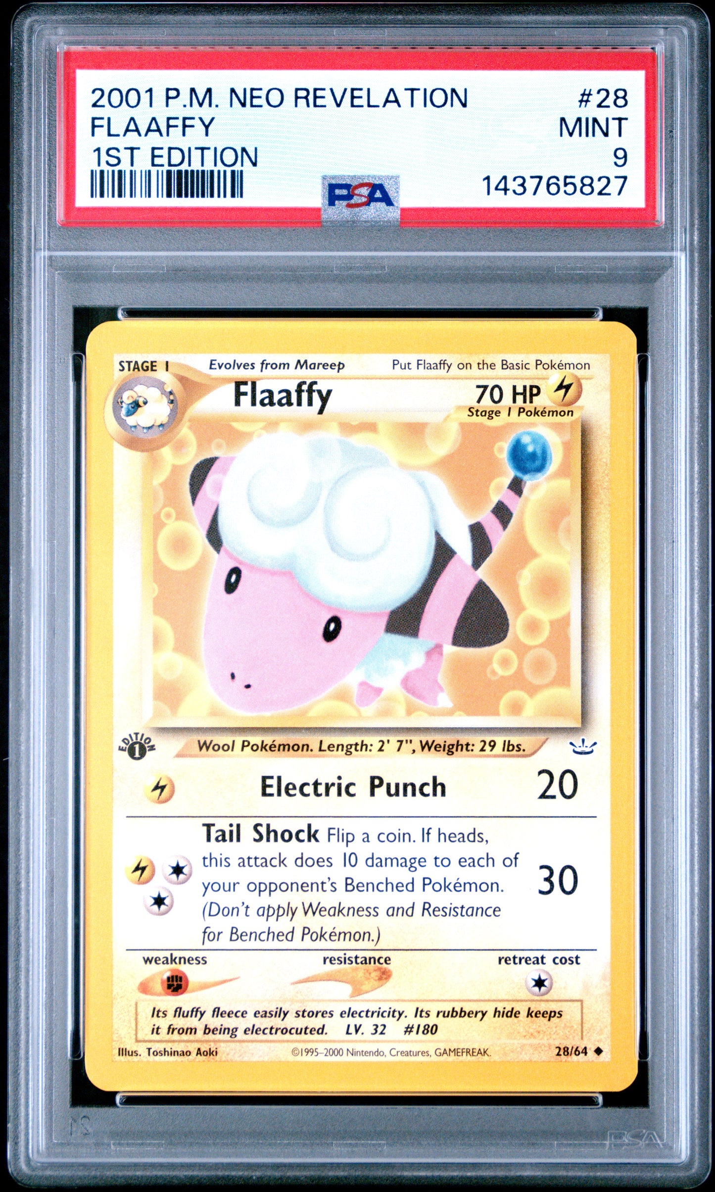 2001 POKEMON NEO REVELATION 28 FLAAFFY 1ST EDITION PSA 9!!