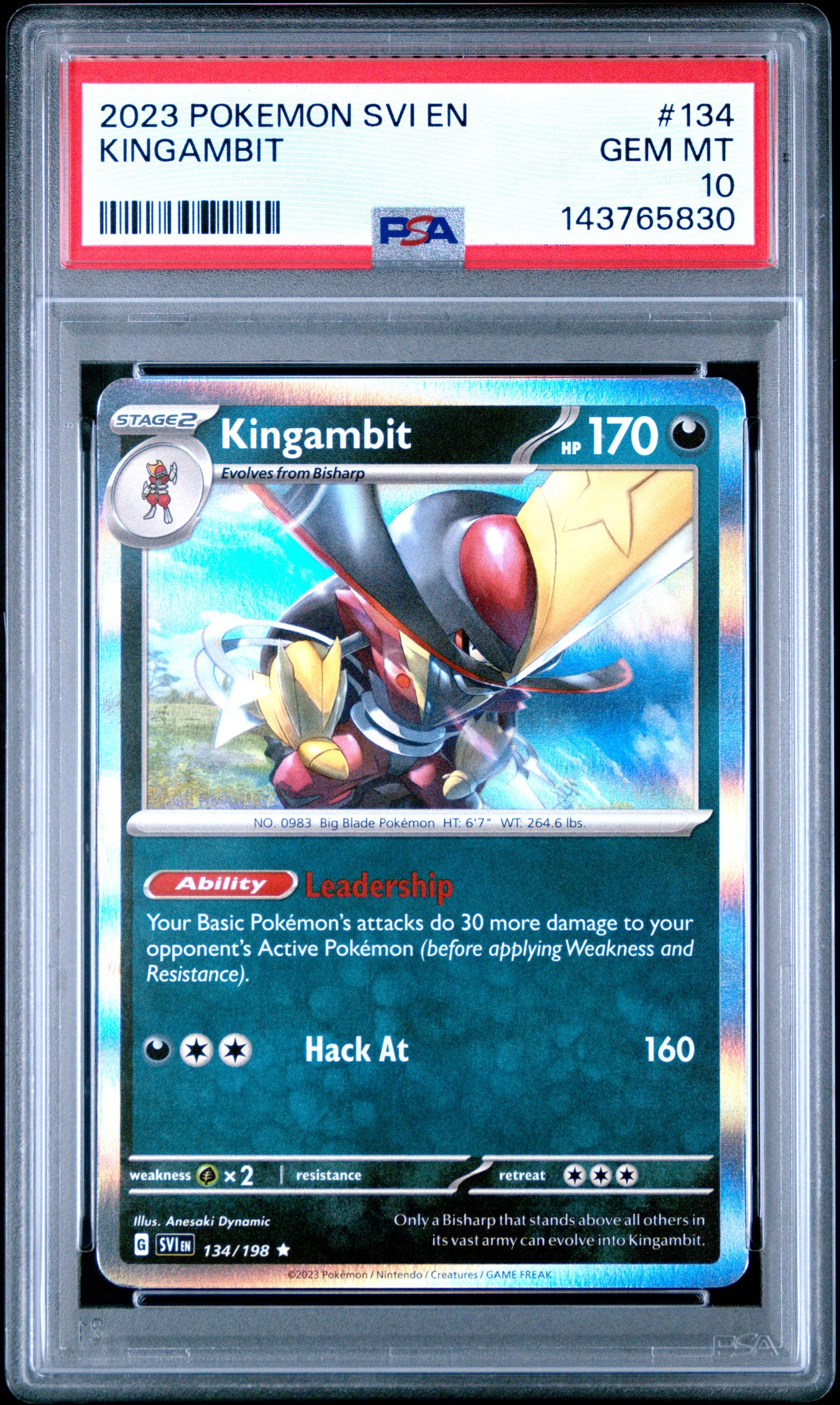 2023 POKEMON SVI EN-SCARLET & VIOLET 134 KINGAMBIT PSA 10!💎