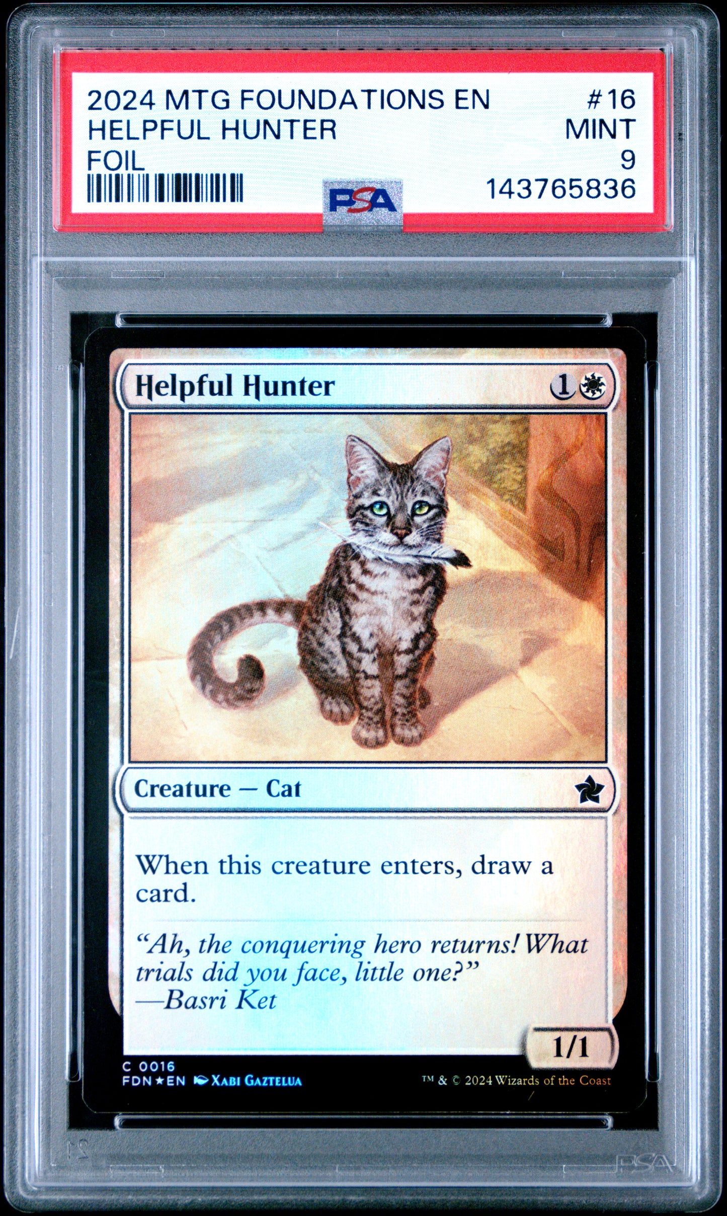 2024 MAGIC THE GATHERING FOUNDATIONS #16 HELPFUL HUNTER FOIL PSA 9