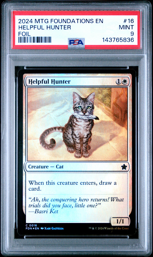 2024 MAGIC THE GATHERING FOUNDATIONS #16 HELPFUL HUNTER FOIL PSA 9