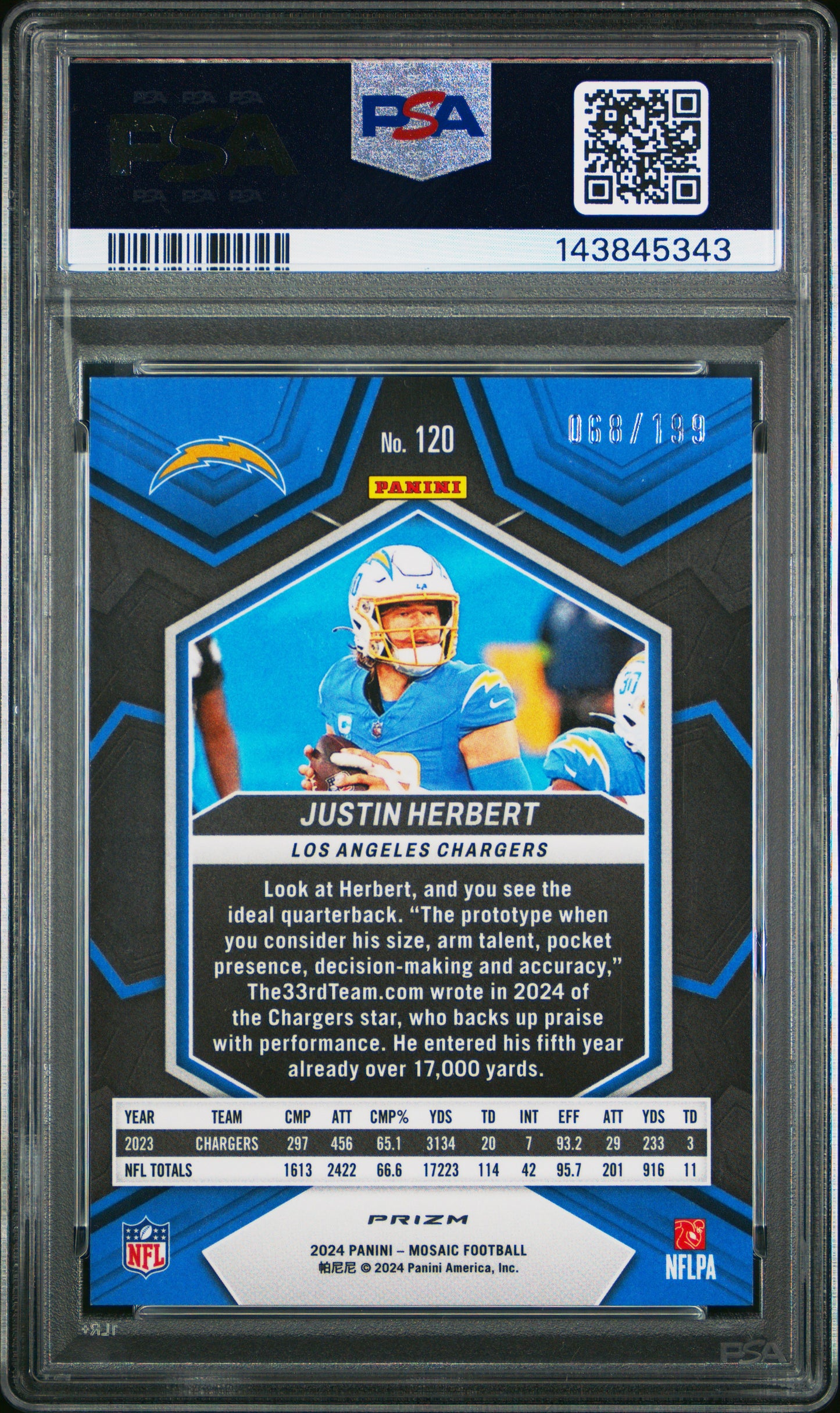 2024 Panini Mosaic Collection - Justin Herbert #120 Orange Mosaic /199 PSA 9