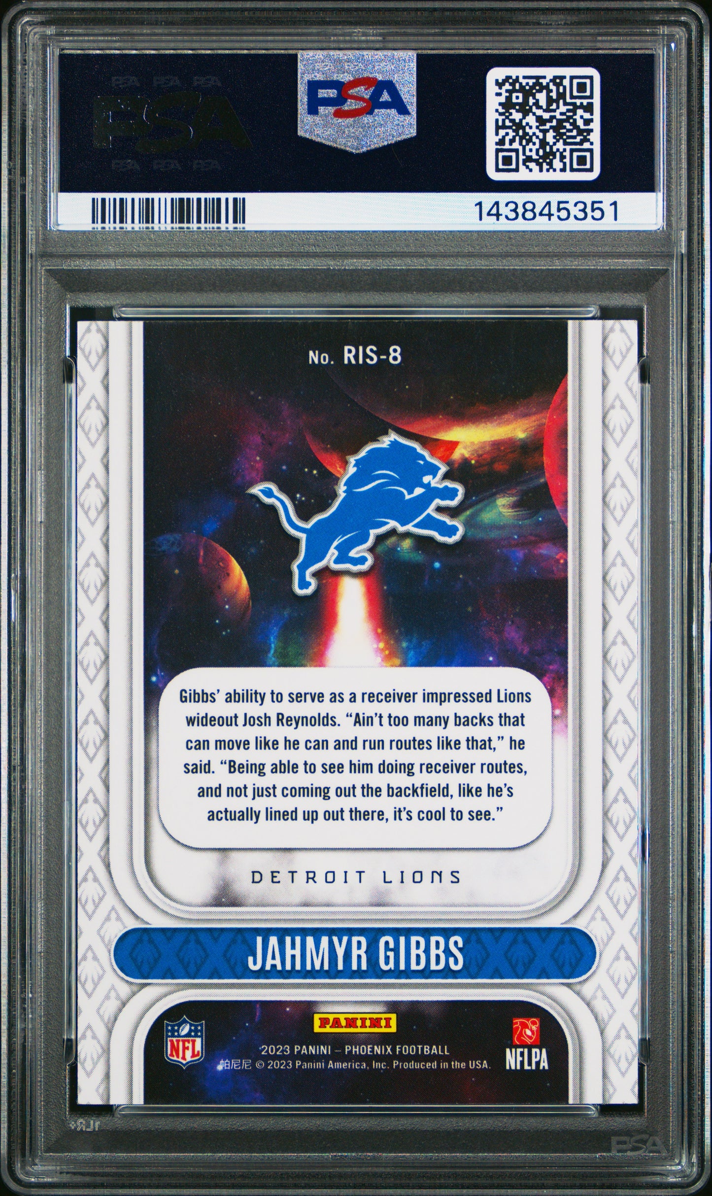 2023 Panini Phoenix - Jahmyr Gibbs RC #RIS8 Rookie Rising