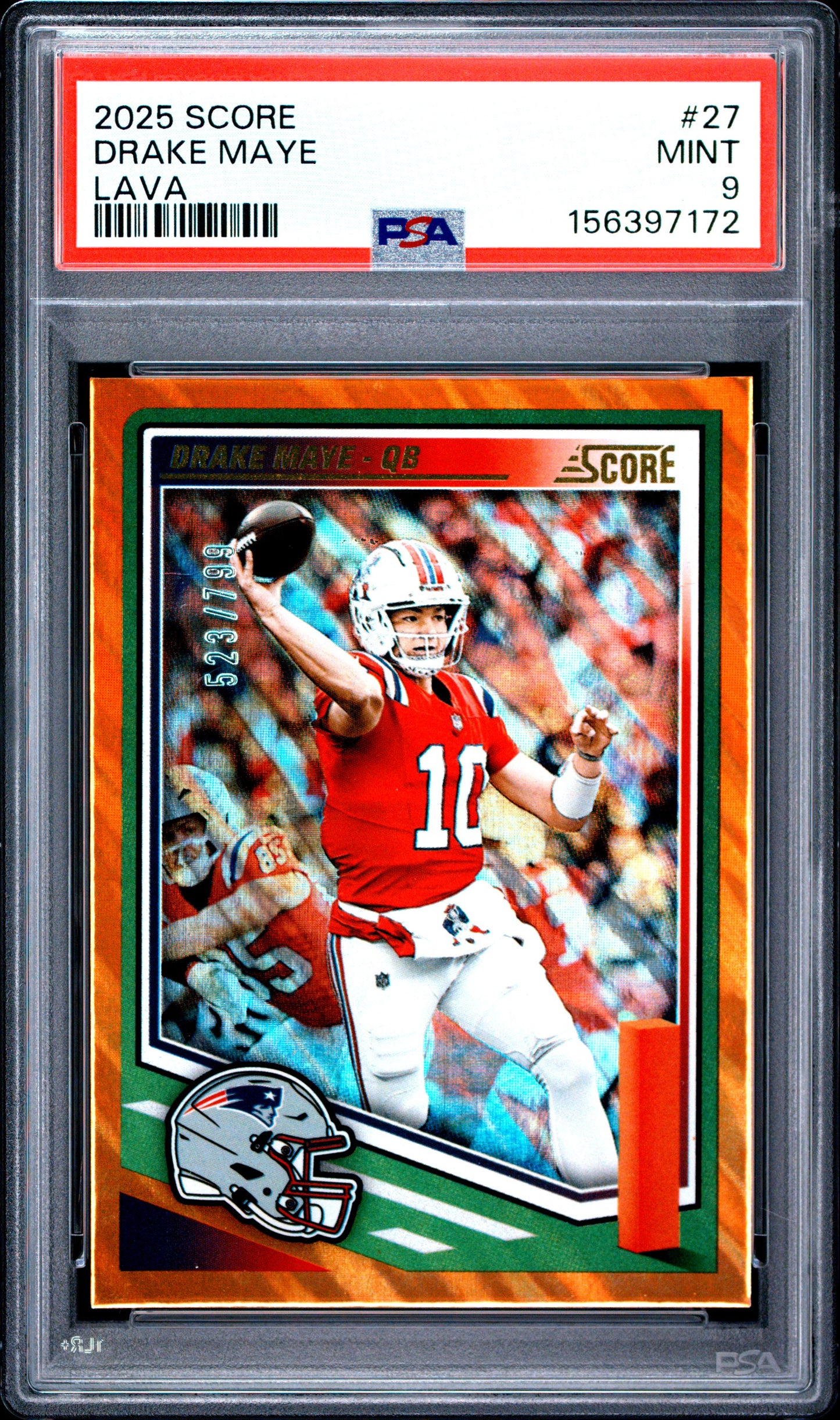 2025 PANINI SCORE 27 DRAKE MAYE LAVA /799 - PSA 9!