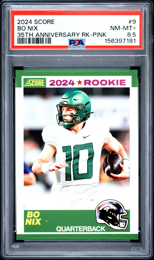 2024 Panini Score 35th Anniversary Pink - Bo Nix #9 Rookie  (RC) PSA 8.5