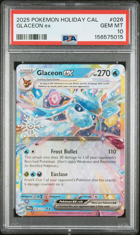 2025 POKEMON HOLIDAY CALENDAR 026 GLACEON EX PSA 10!!