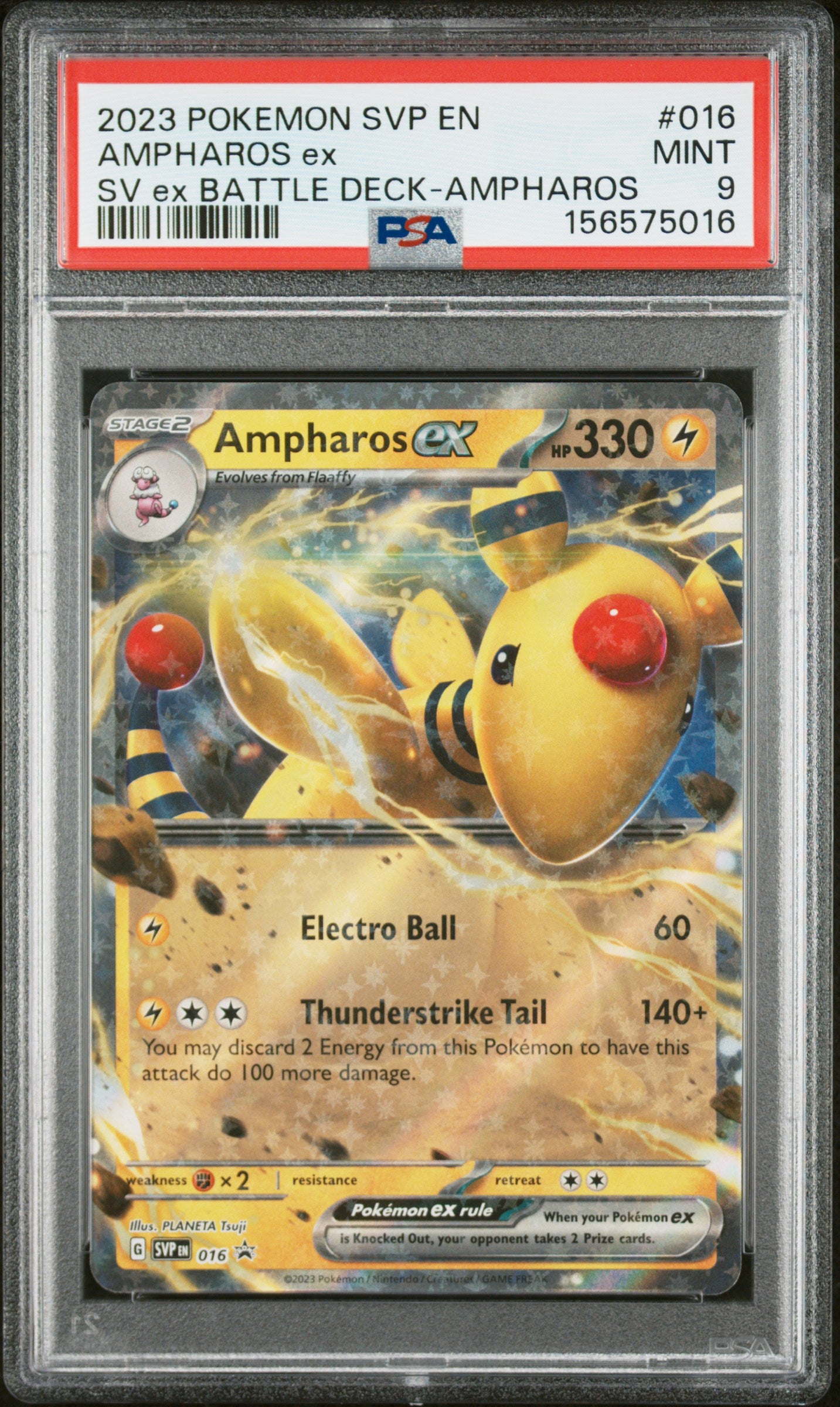 2023 POKEMON SVP EN-SV BLACK STAR PROMO 016 AMPHAROS EX PSA 9!!