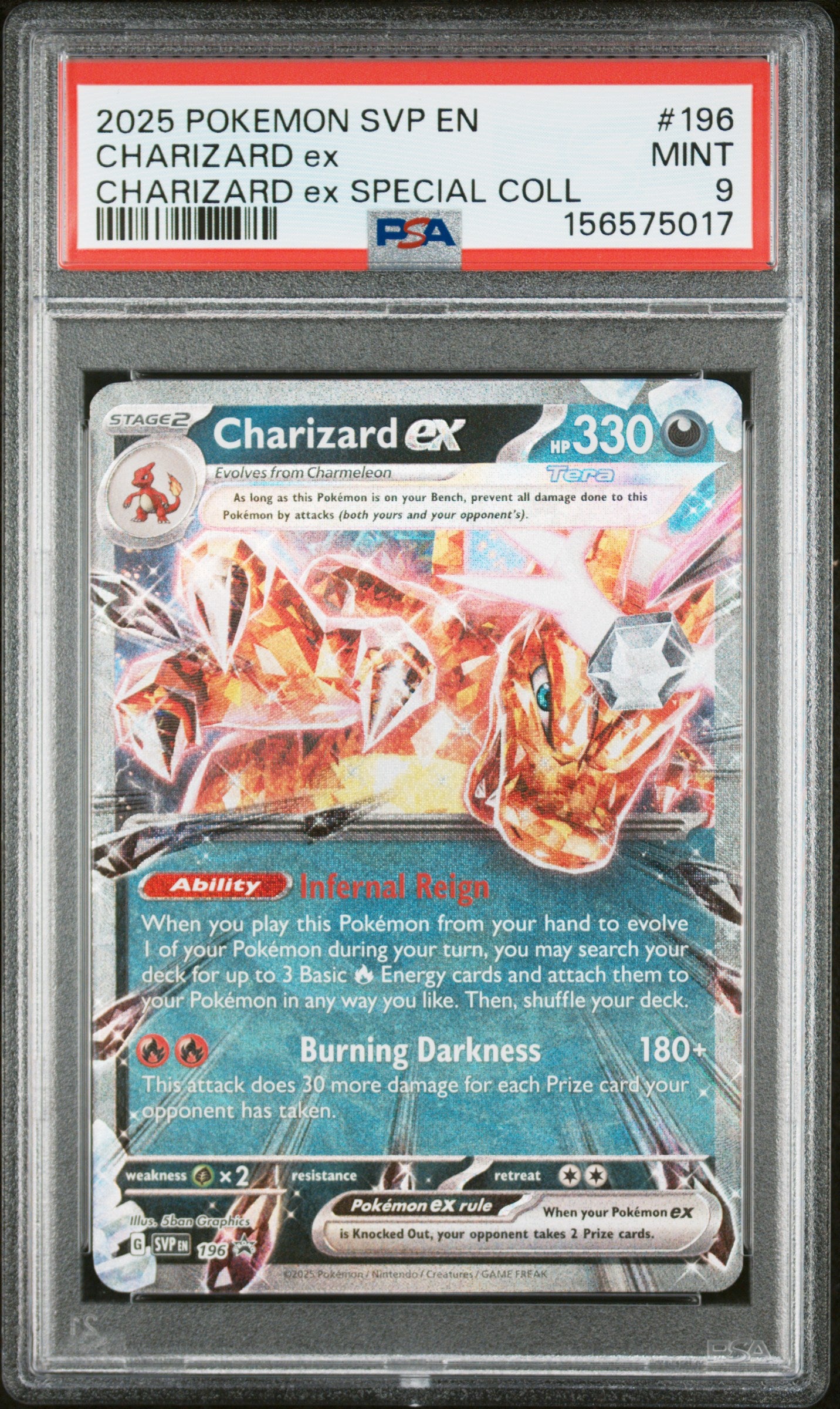 2025 POKEMON SVP EN-SV BLACK STAR PROMO 196 CHARIZARD EX SPECIAL COLL PSA 9