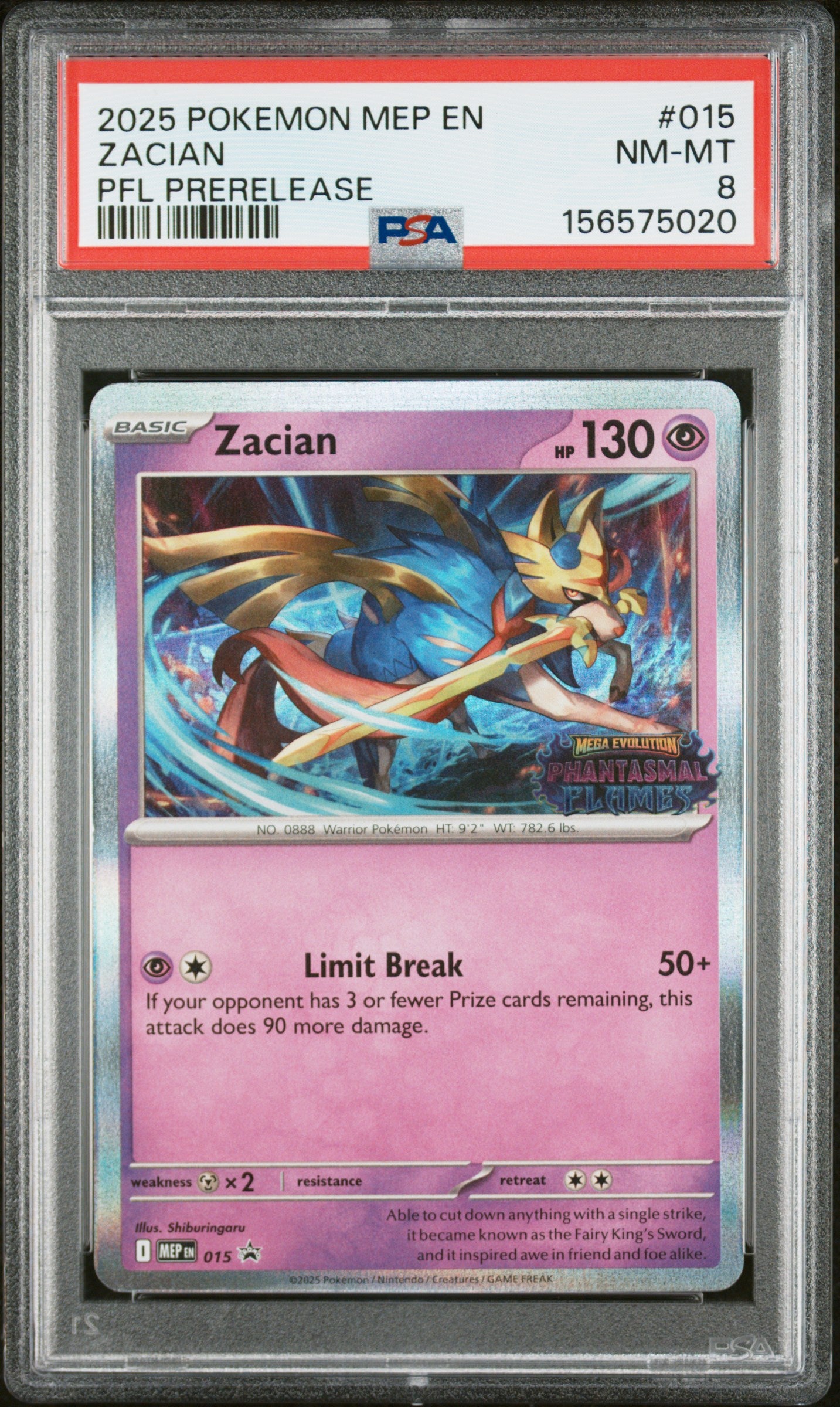 2025 POKEMON MEP EN-ME BLACK STAR PROMO #015 ZACIAN PSA 8