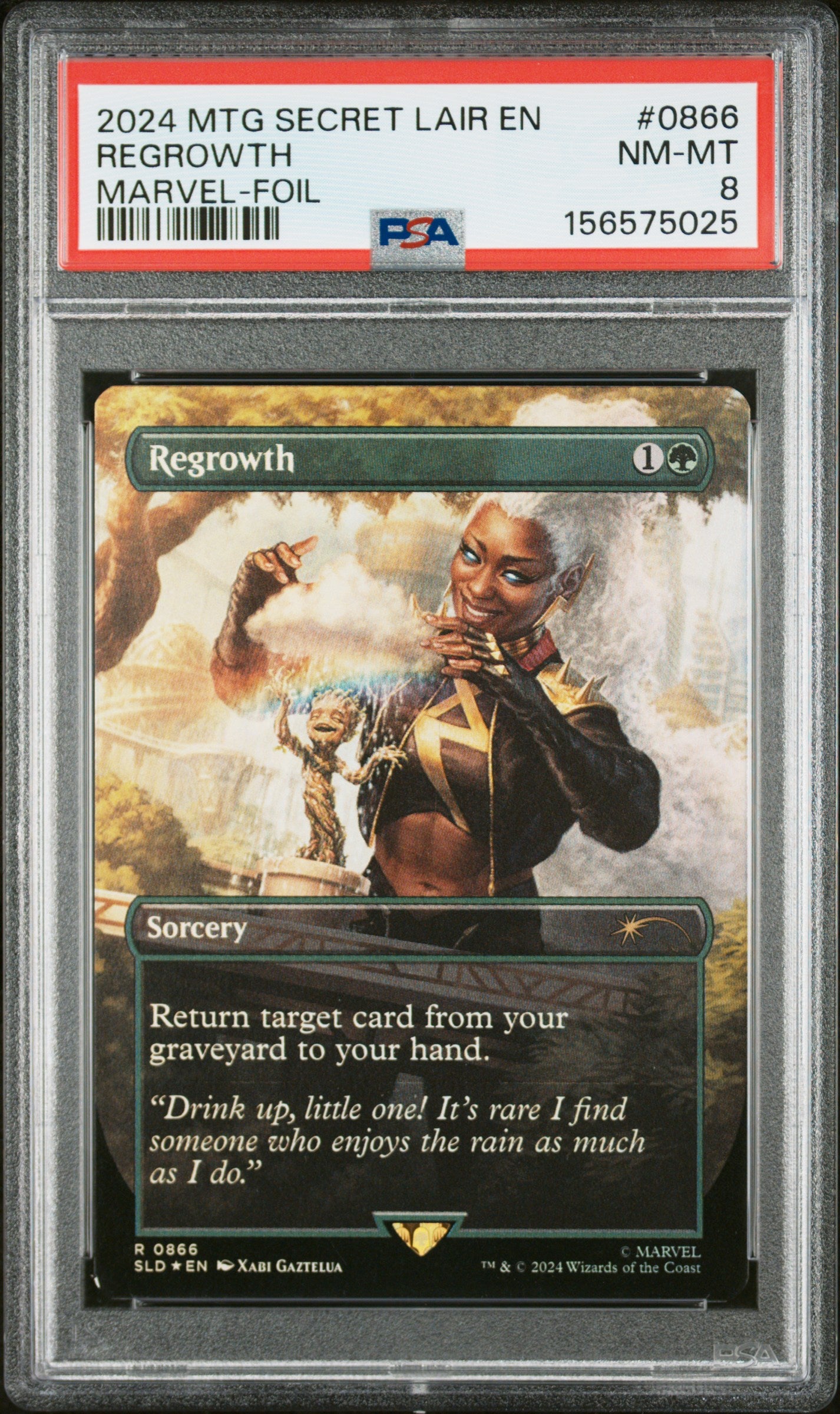 2024 MAGIC THE GATHERING SECRET LAIR DROP 0866 REGROWTH MARVELS STORM-FOIL PSA 8