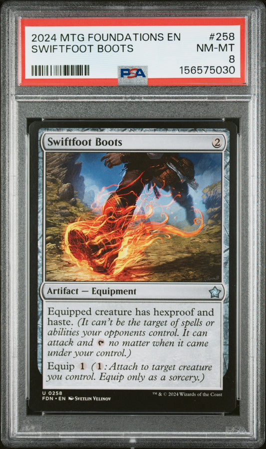 2024 MAGIC THE GATHERING FOUNDATIONS 258 SWIFTFOOT BOOTS PSA 8