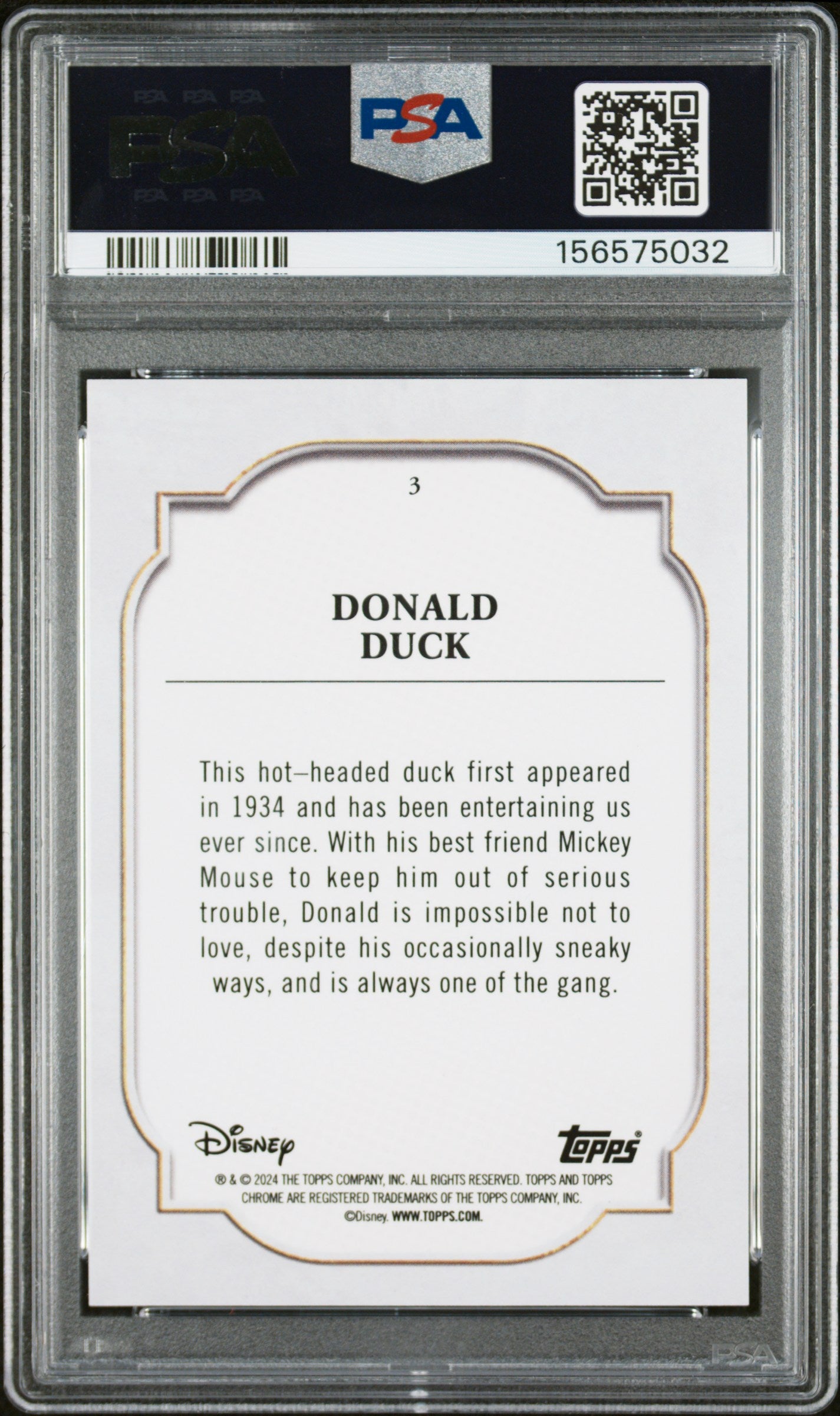 2024 TOPPS CHROME DISNEY 3 DONALD DUCK PSA 10!!!💎