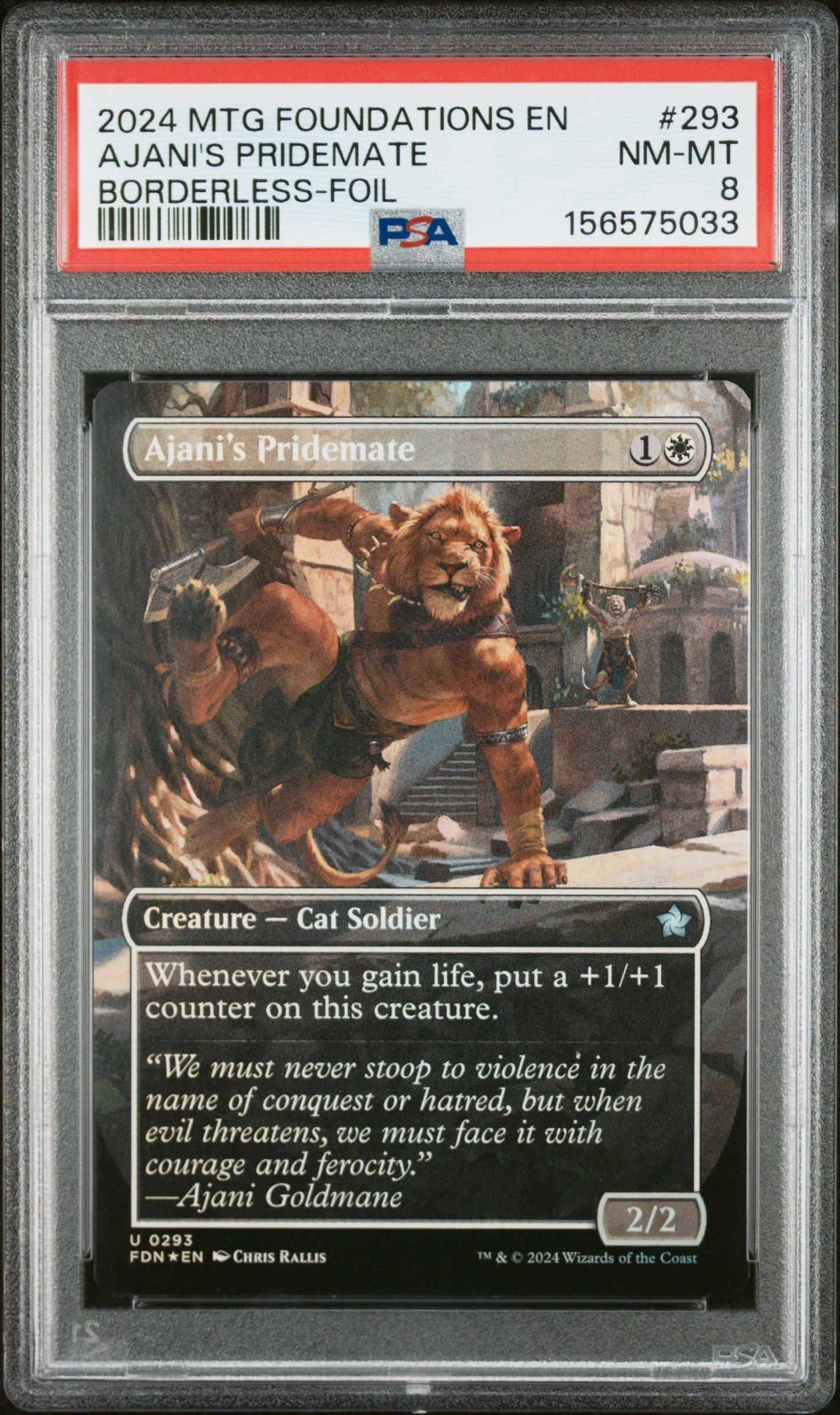 2024 MAGIC THE GATHERING FOUNDATIONS AJANI'S PRIDEMATE #283 PSA 8