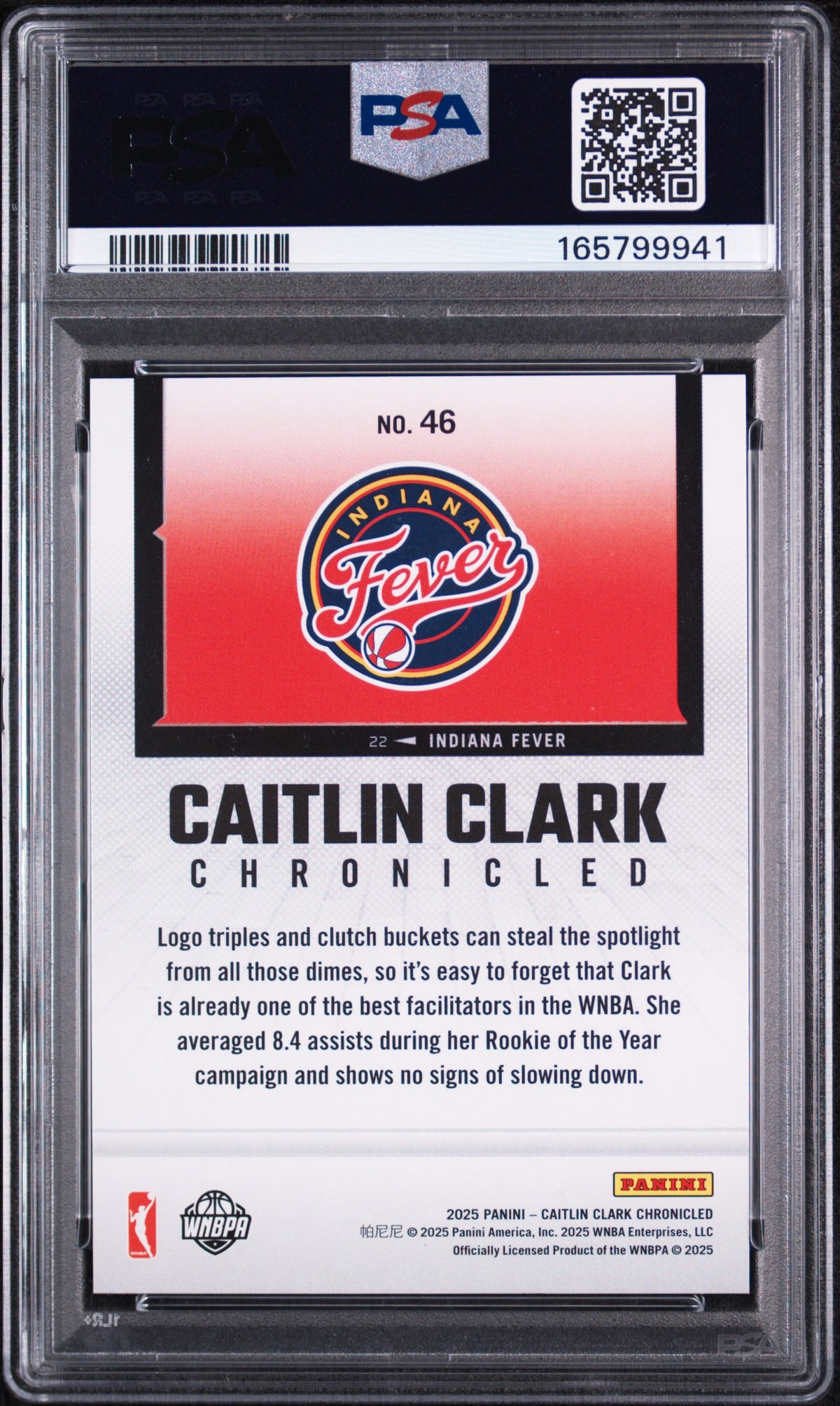 2025 PANINI CAITLIN CLARK CHRONICLED 46 CAITLIN CLARK YELLOW HOLO PSA 9