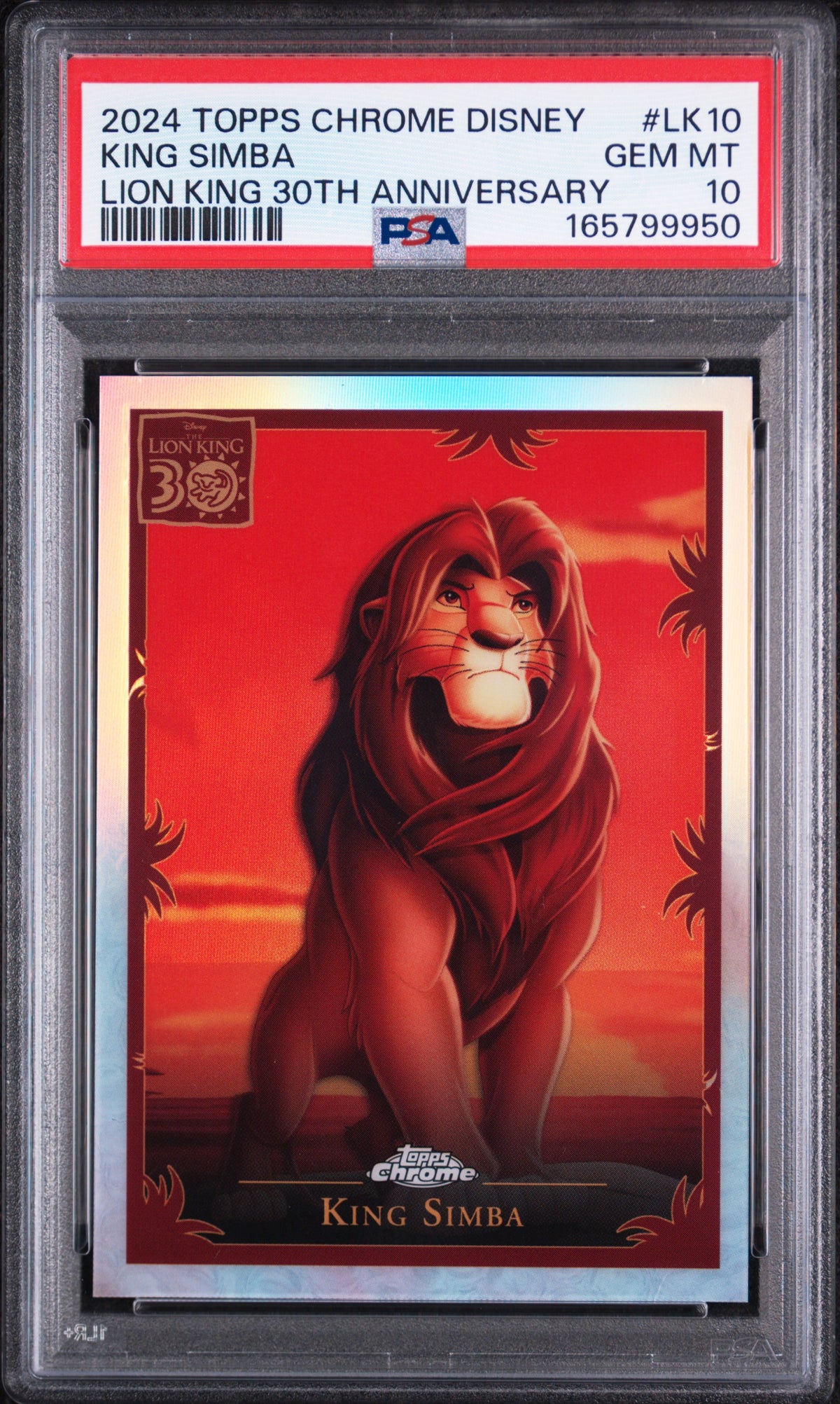 2024 TOPPS CHROME DISNEY LION KING 30TH ANNIVERSARY LK10 KING SIMBA PSA 10!💎