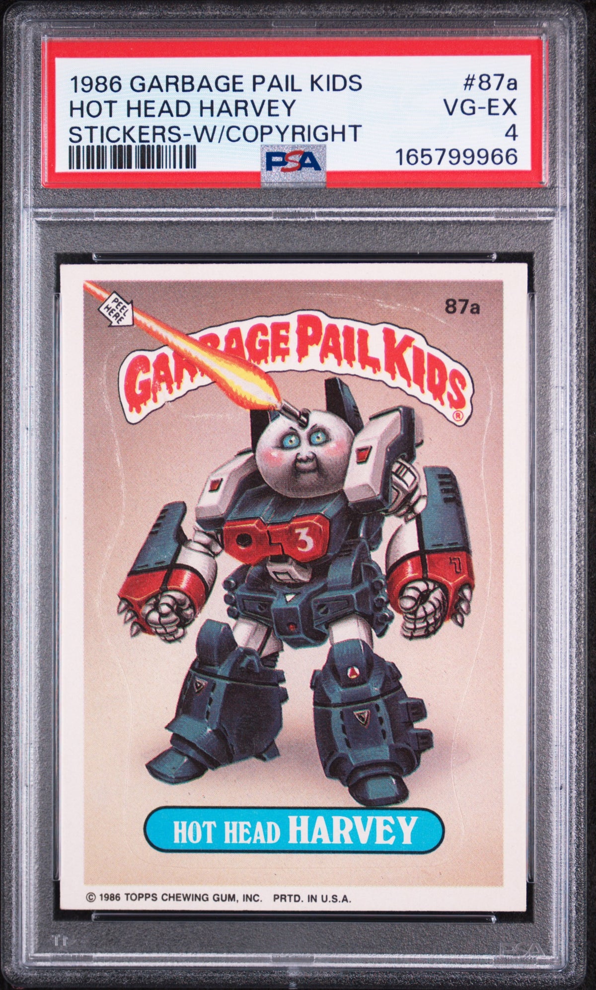 1986 GARBAGE PAIL KIDS STICKERS 87a HOT HEAD HARVEY WITH COPYRIGHT