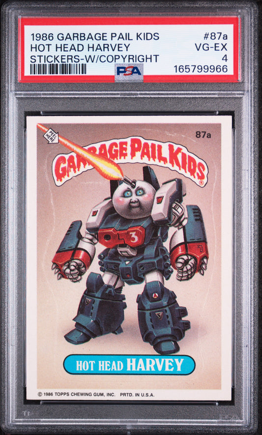 1986 GARBAGE PAIL KIDS STICKERS 87a HOT HEAD HARVEY WITH COPYRIGHT