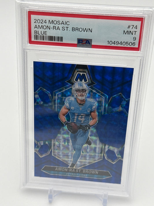 2024 Panini Mosaic Collection - Amon-Ra St. Brown Blue Mosaic Prizm 85/99