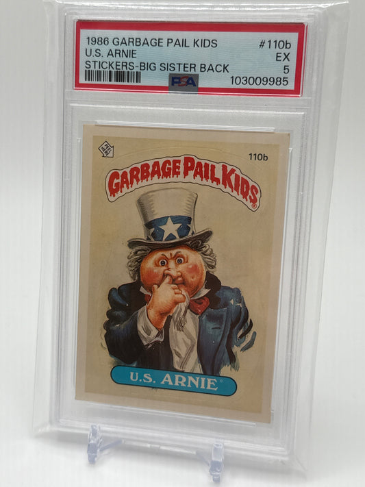 U.S.ARNIE (BIG SISTER BACK) - GARBAGE PAIL KIDS STICKERS #110b SERIES 3 PSA 5