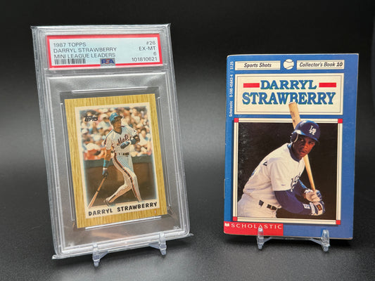 DARRYL STRAWBERRY NEW YORK METS 1987 TOPPS MINI LEAGUE LEADERS #26 PSA 6 - GIFT SET